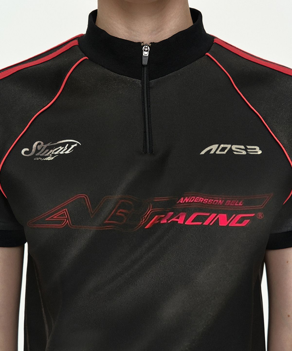 앤더슨벨(ADSB ANDERSSON BELL) PRINTED RACING ZIP-UP TOP atb1490w(BLACK)