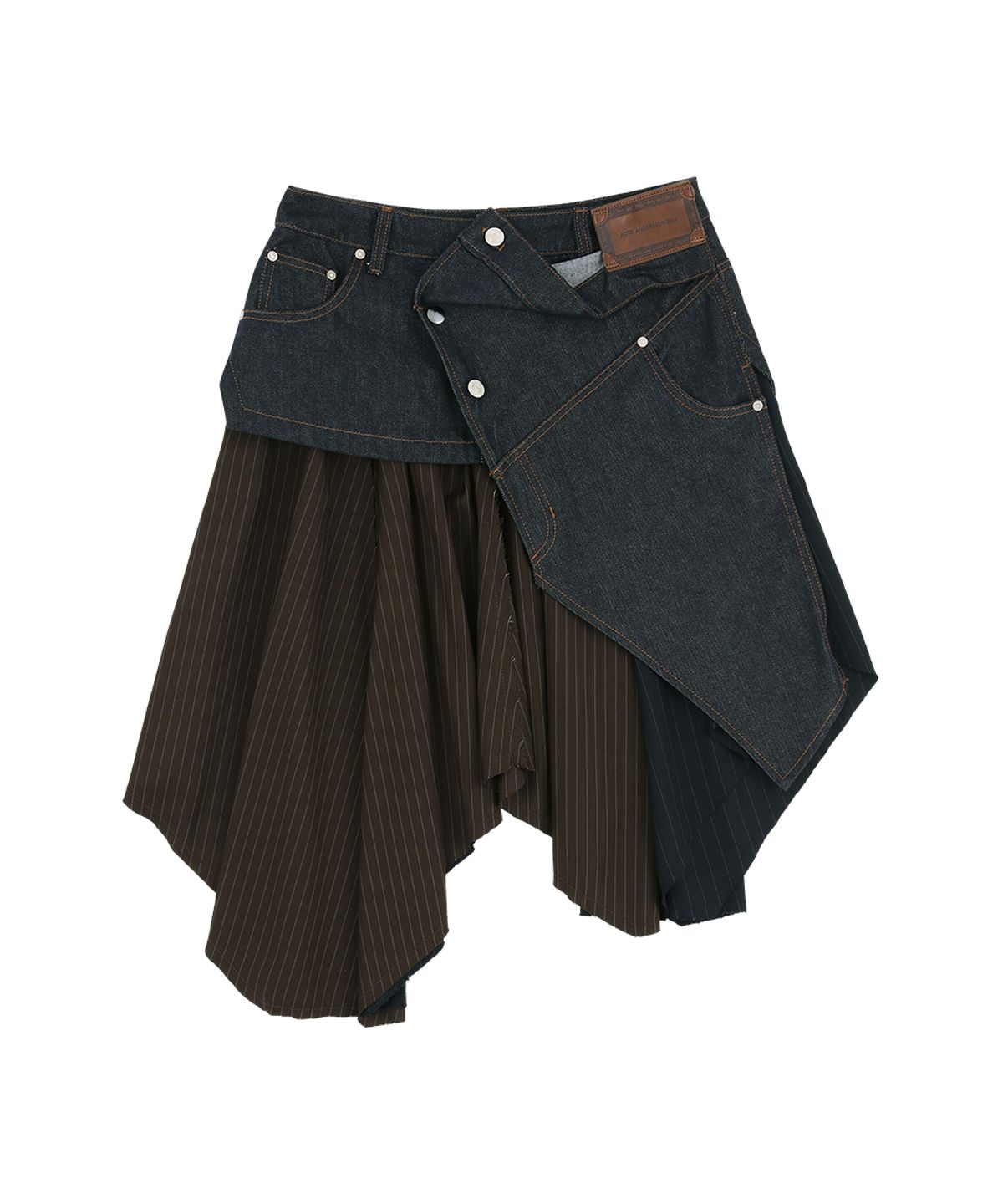 앤더슨벨(ADSB ANDERSSON BELL) RIGID TURN-OVER ASYMMETRIC SKIRT apa913w(NAVY/BROWN)