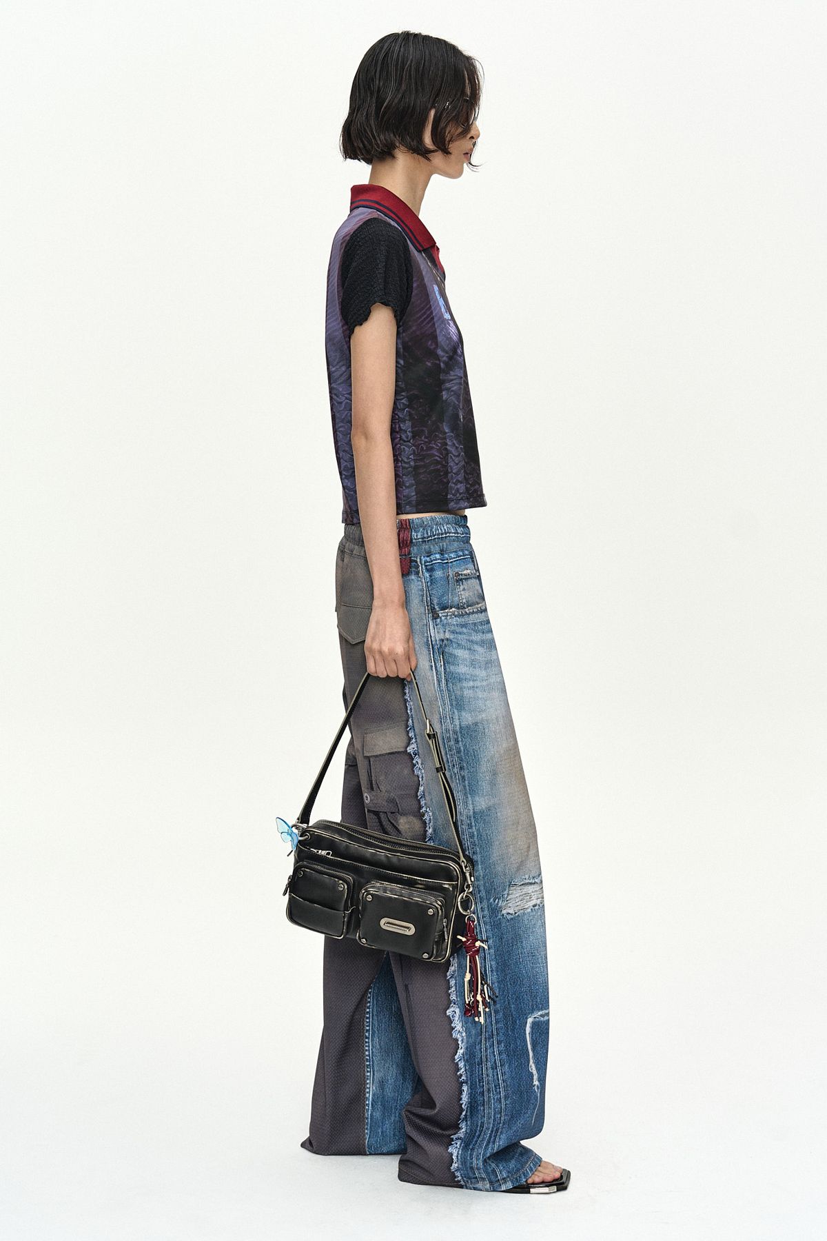 앤더슨벨(ADSB ANDERSSON BELL) VINTAGE PRINTED COLLAR TOP atb1561w(NAVY/WINE)
