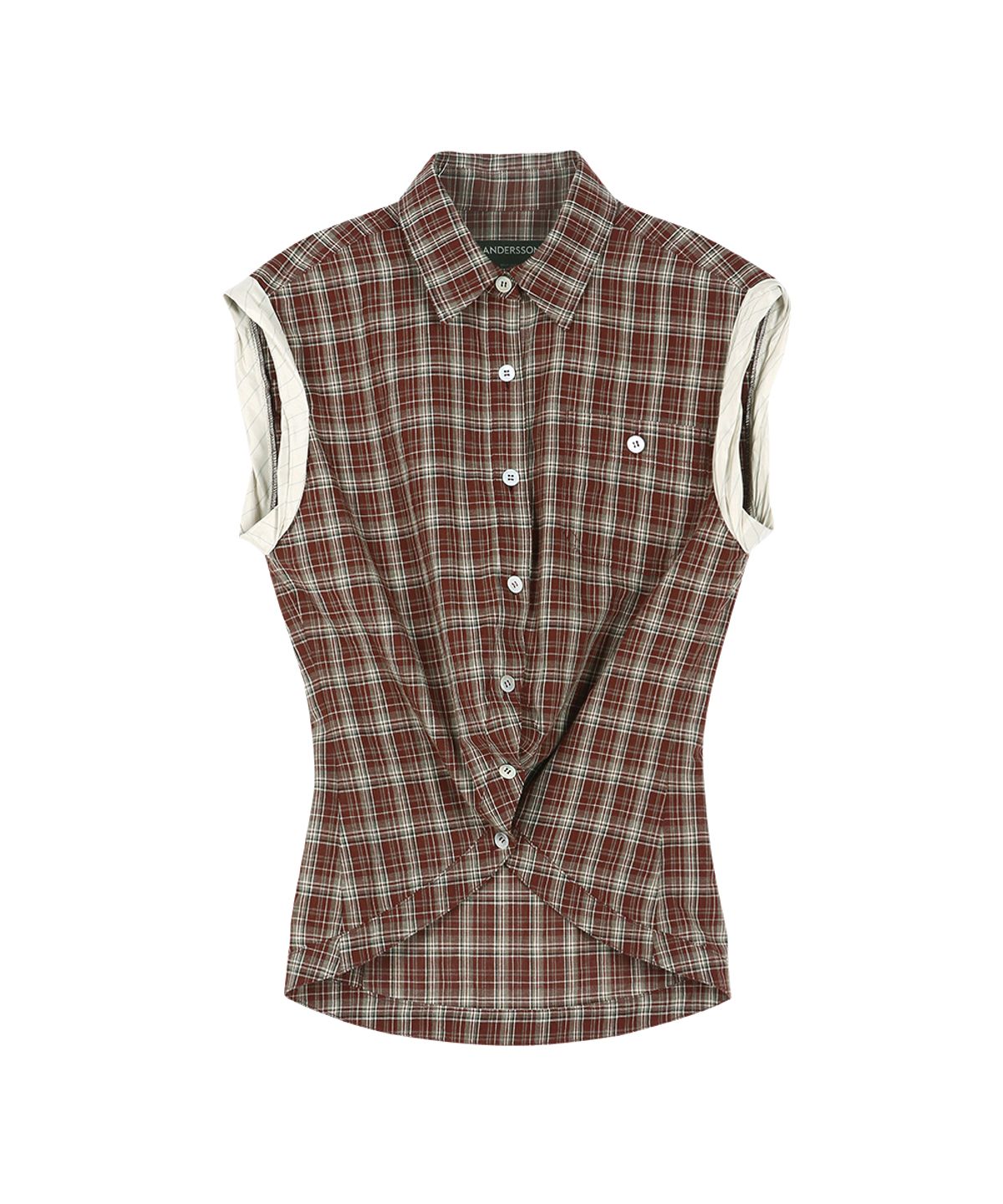 앤더슨벨(ADSB ANDERSSON BELL) CHECK SLEEVELESS SHIRT atb1569w(BROWN)