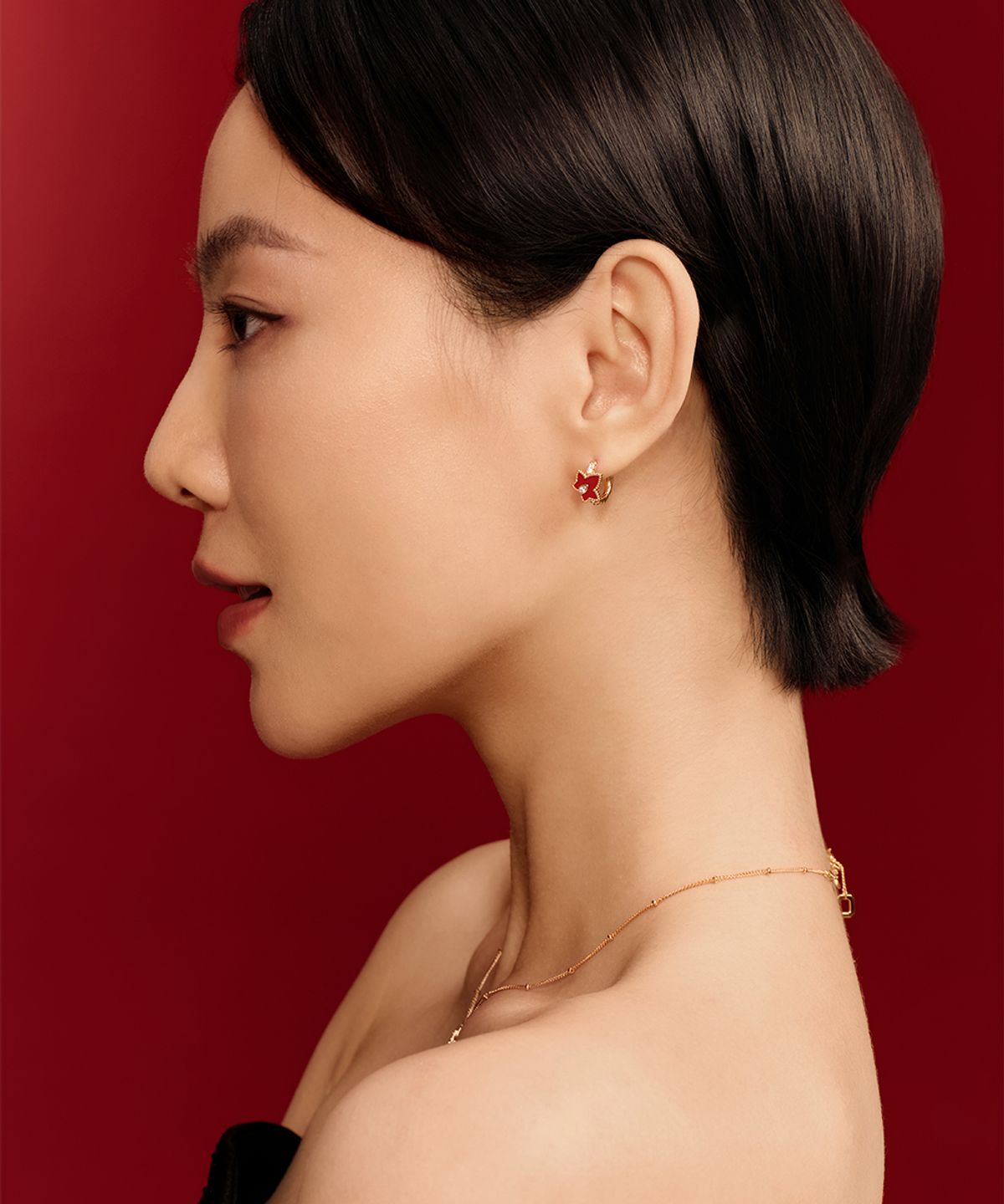롤라로즈(LOLA ROSE) Ivy 커넬리언 레드 큐빅 링귀걸이