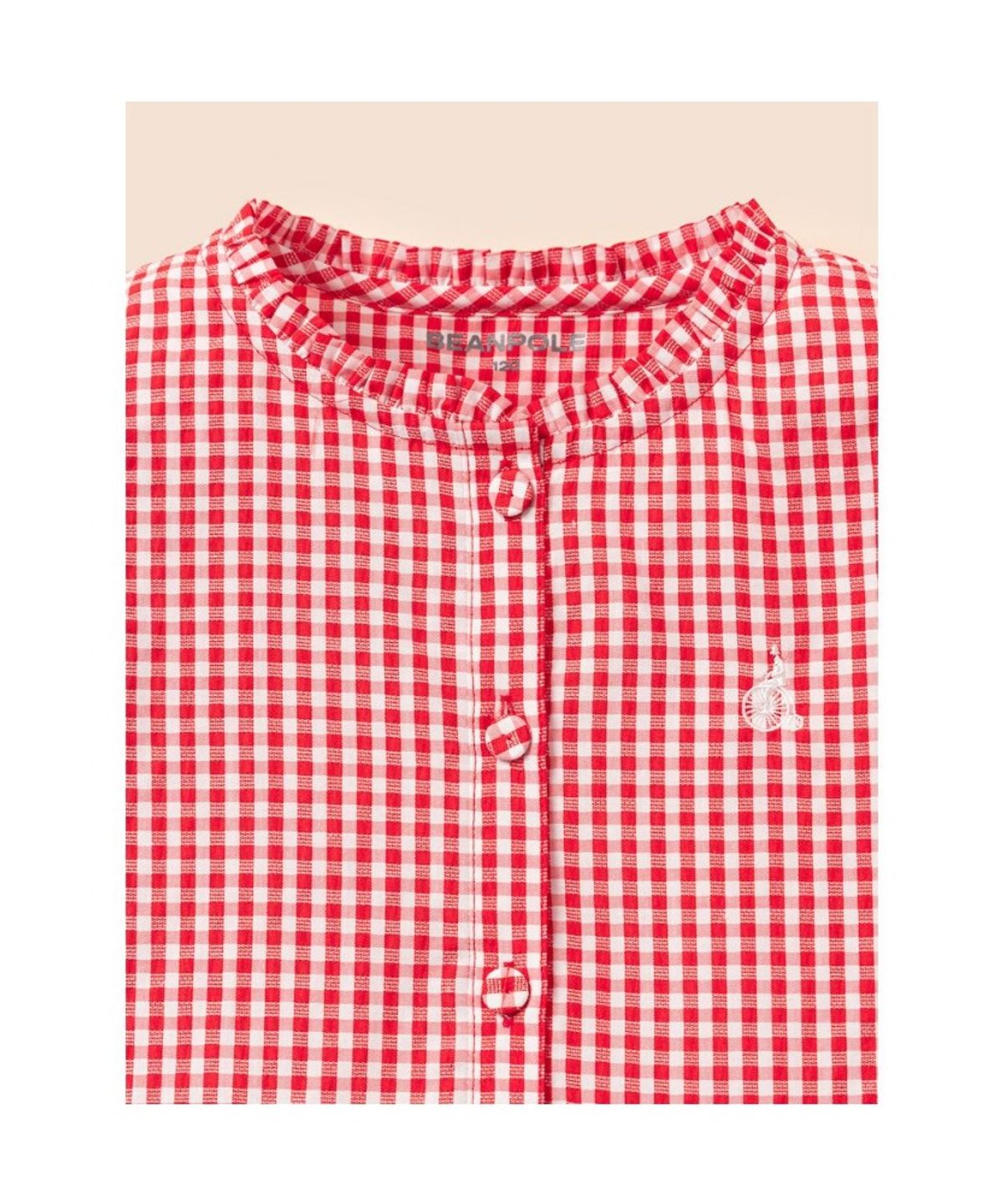 빈폴 키즈(BEANPOLE KIDS) 시어서커 깅엄체크 반소매 원피스  레드 (BI6471G026)