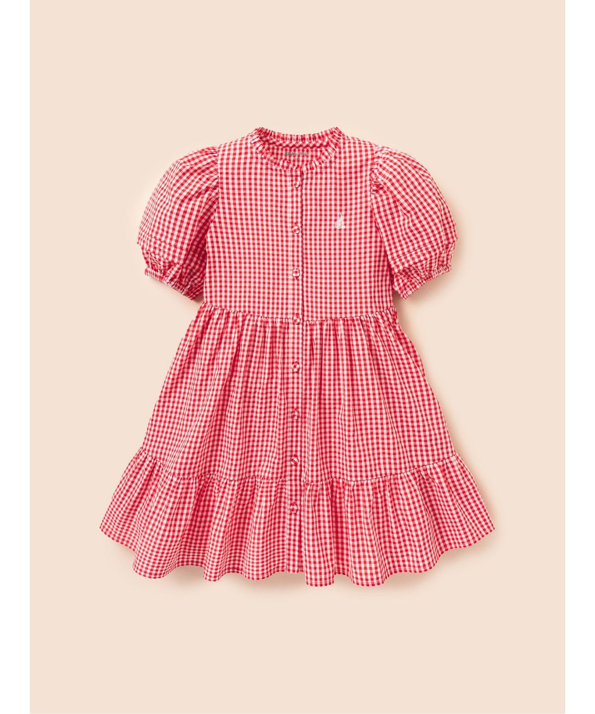 빈폴 키즈(BEANPOLE KIDS) 시어서커 깅엄체크 반소매 원피스  레드 (BI6471G026)