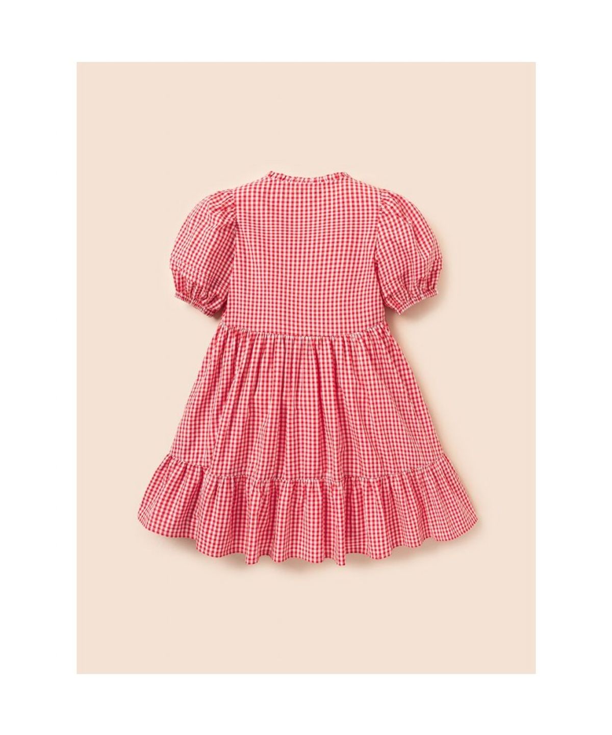빈폴 키즈(BEANPOLE KIDS) 시어서커 깅엄체크 반소매 원피스  레드 (BI6471G026)