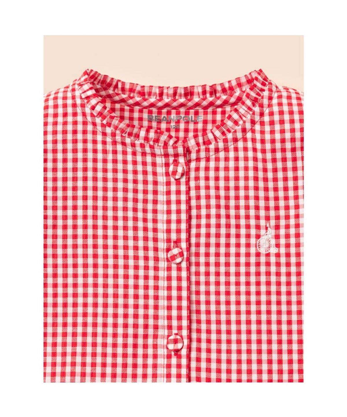 빈폴 키즈(BEANPOLE KIDS) 시어서커 깅엄체크 반소매 원피스  레드 (BI6471G026)