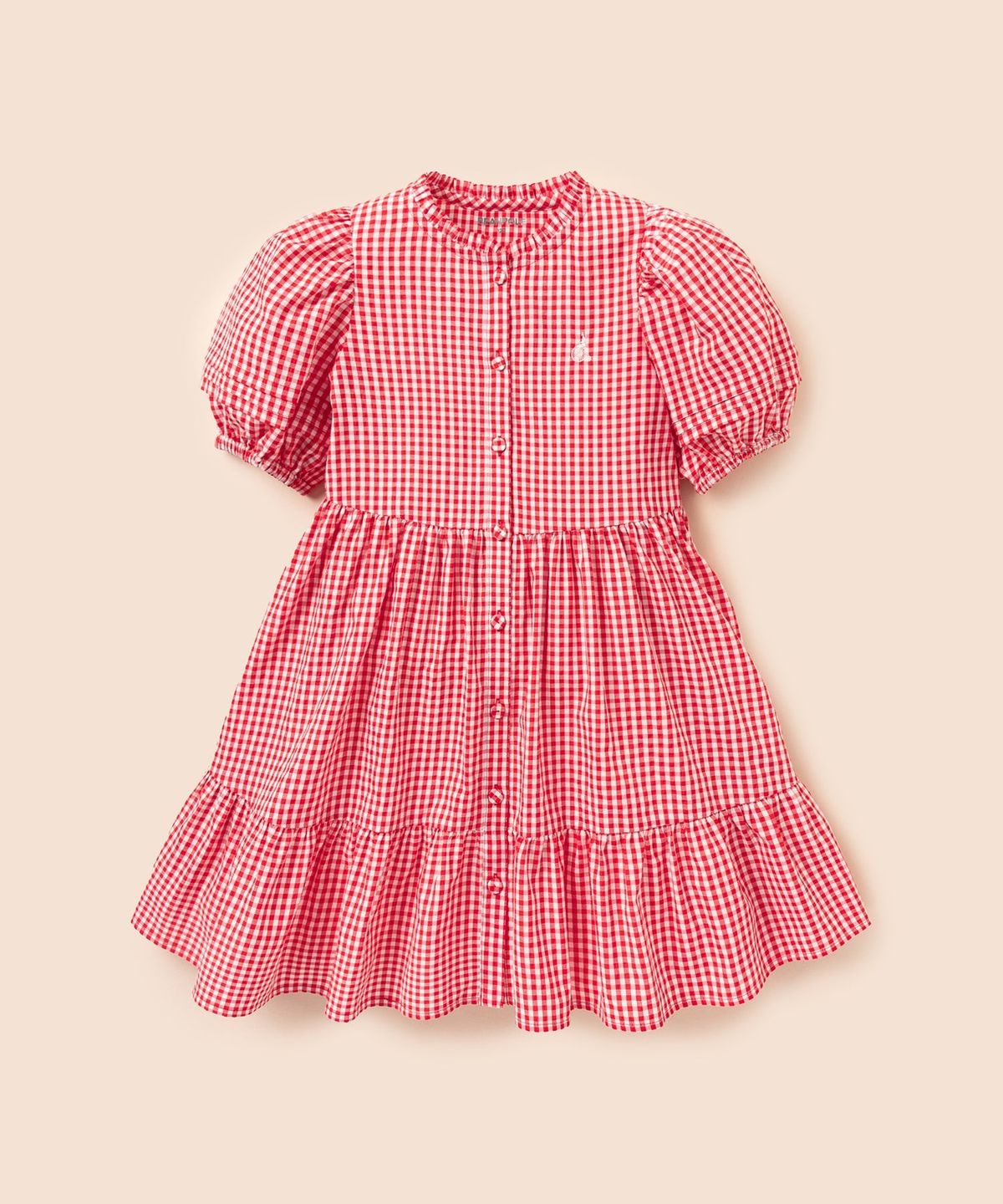 빈폴 키즈(BEANPOLE KIDS) 시어서커 깅엄체크 반소매 원피스  레드 (BI6471G026)
