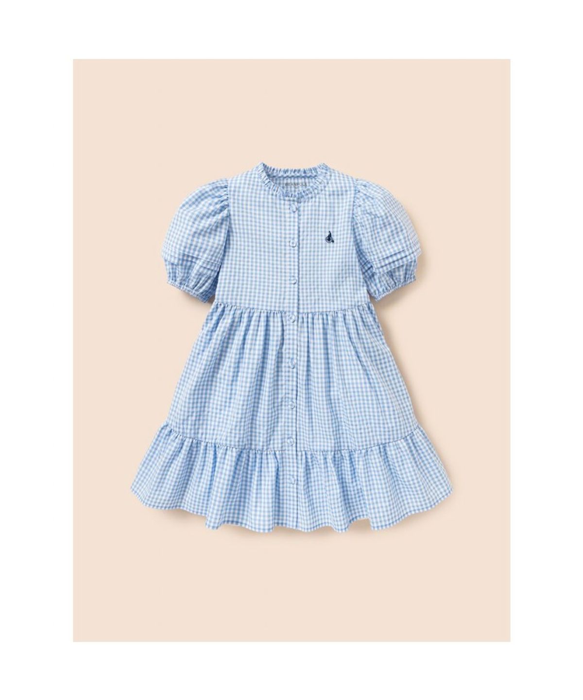 빈폴 키즈(BEANPOLE KIDS) 시어서커 깅엄체크 반소매 원피스  스카이 블루 (BI6471G02Q)