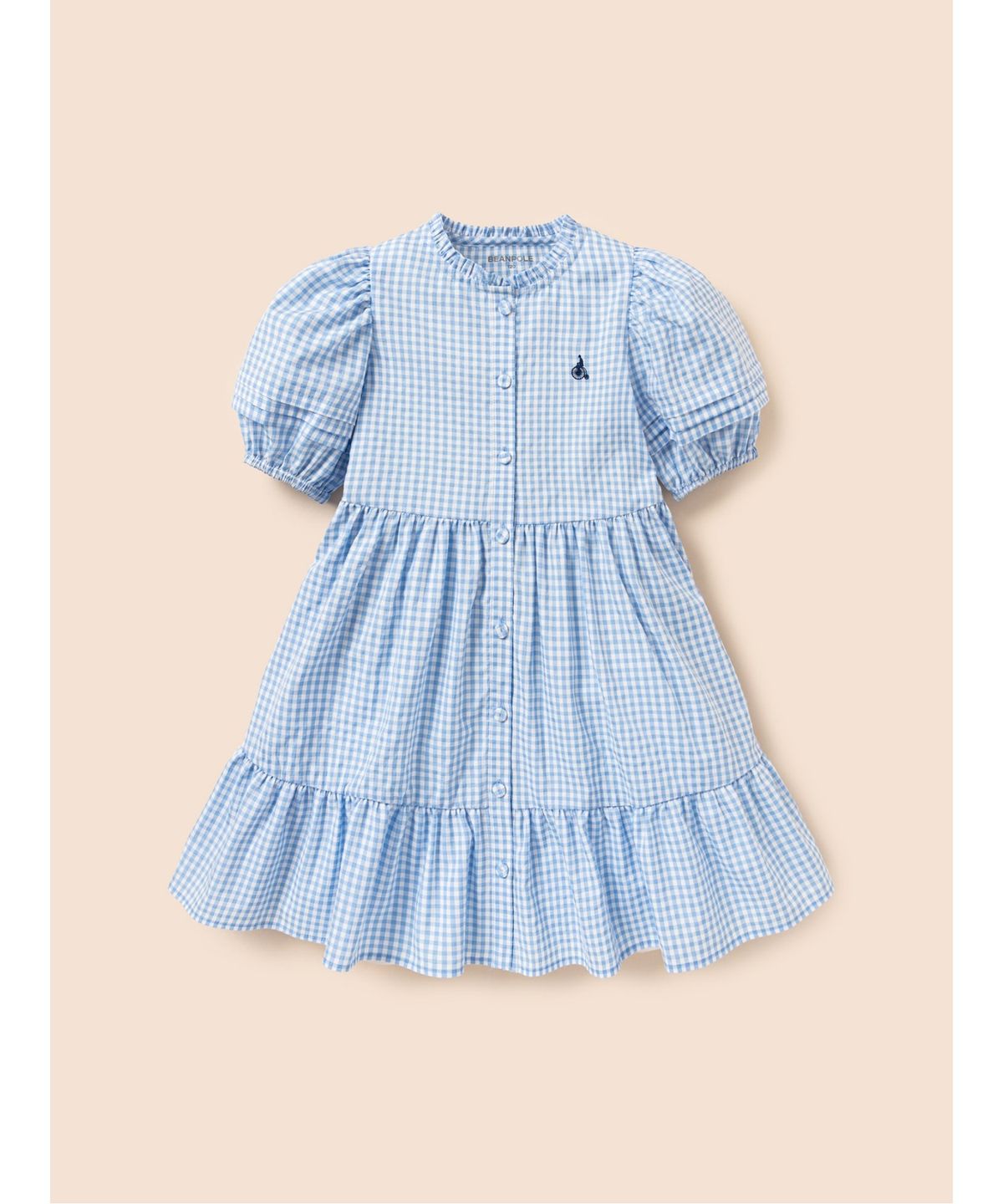 빈폴 키즈(BEANPOLE KIDS) 시어서커 깅엄체크 반소매 원피스  스카이 블루 (BI6471G02Q)
