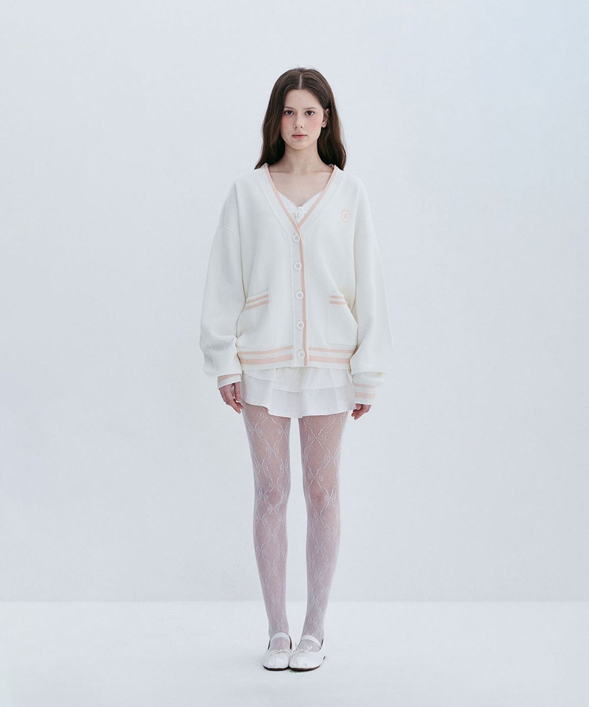 모아벨(MOABEL) PREPPY LINE CARDIGAN - PINK