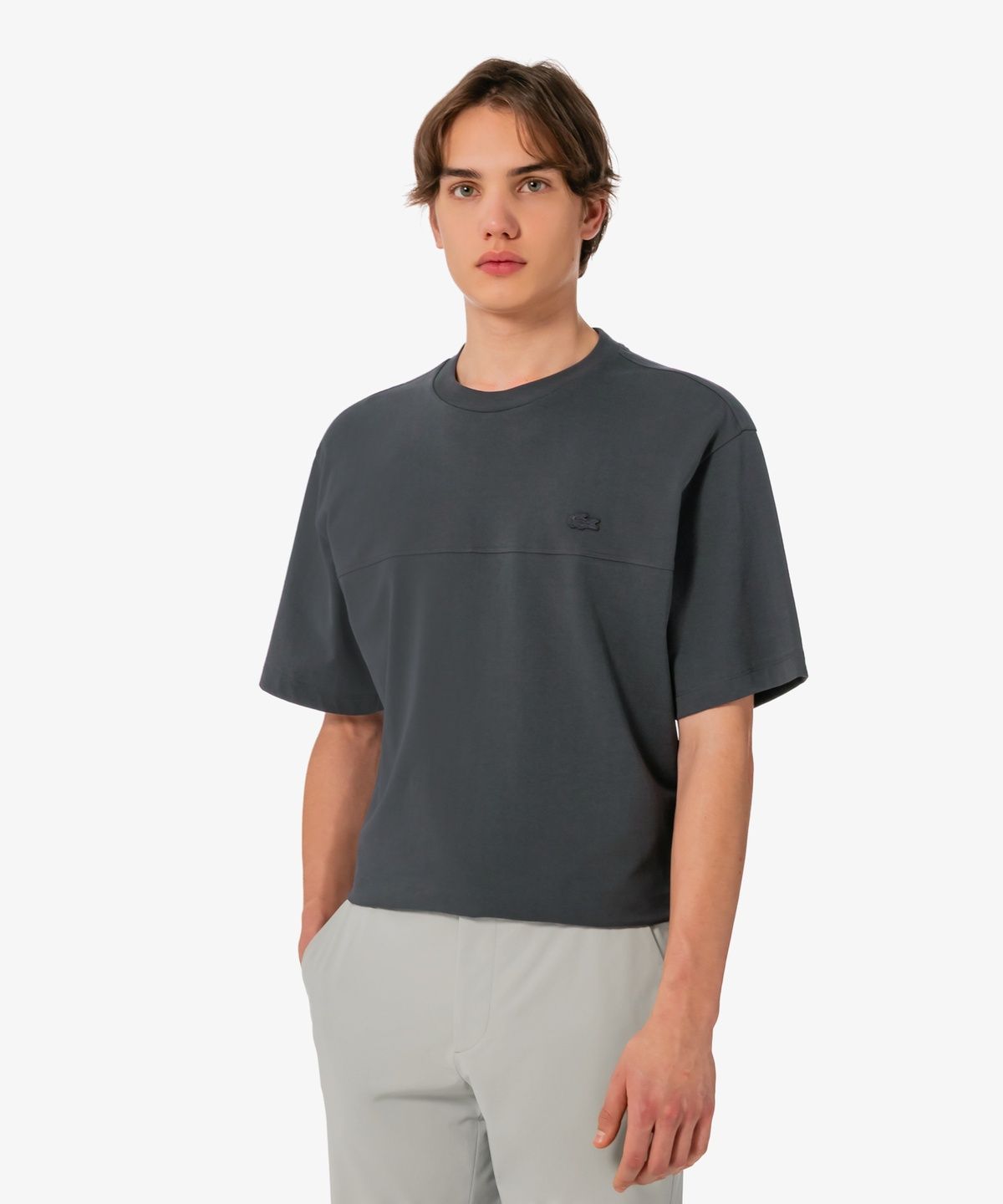 라코스테(LACOSTE) 남성 강연 우븐 절개 반팔 티셔츠 TH358E-56G 350