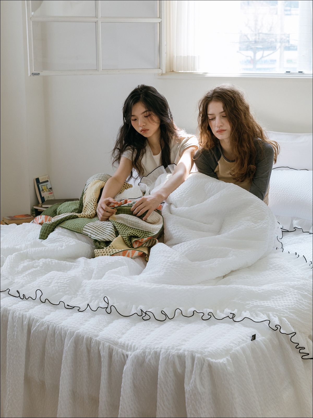 도르모르(DORMOR) 시원한 여름이불 시어서커 프릴 누빔 베드스커트