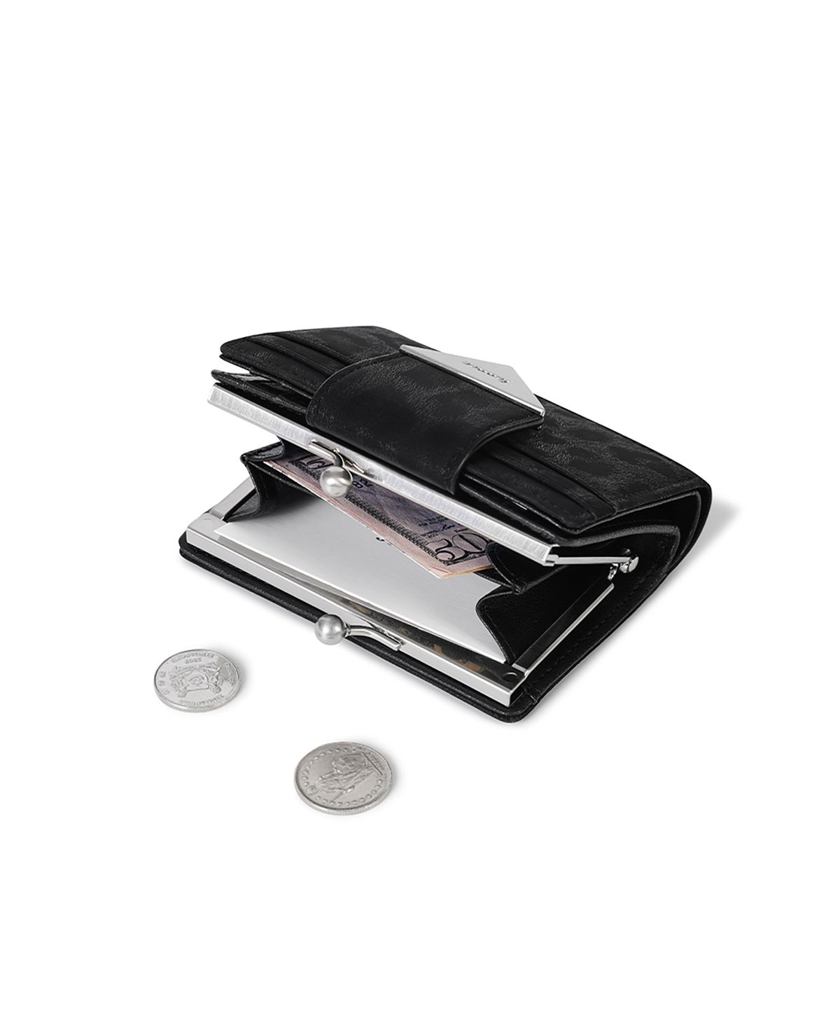 페넥(FENNEC) TRIANGLE FRAME BRIDGE WALLET - LEOPARD BLACK