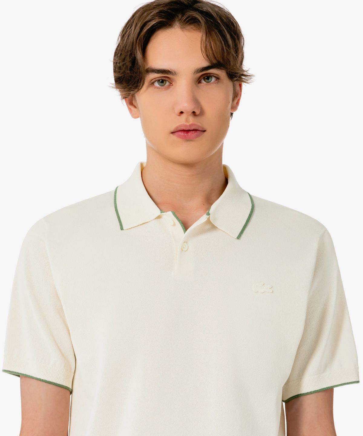 라코스테(LACOSTE) 남성 팁핑 페이퍼 반팔 스웨터 폴로 셔츠 PH744E-56G 056