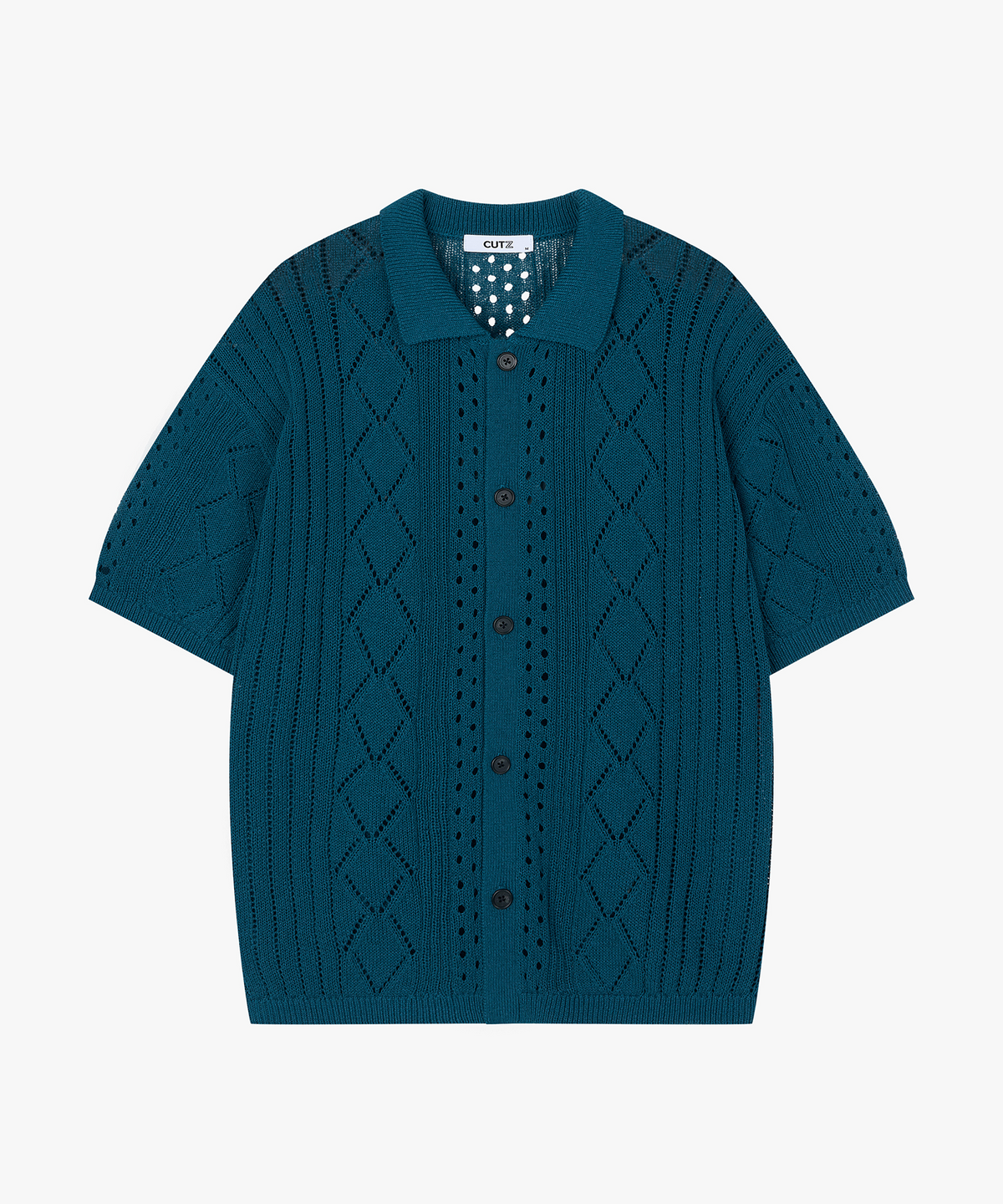 컷즈(CUTZ) 린넨 크로셰 반팔 니트 가디건(BLACK)