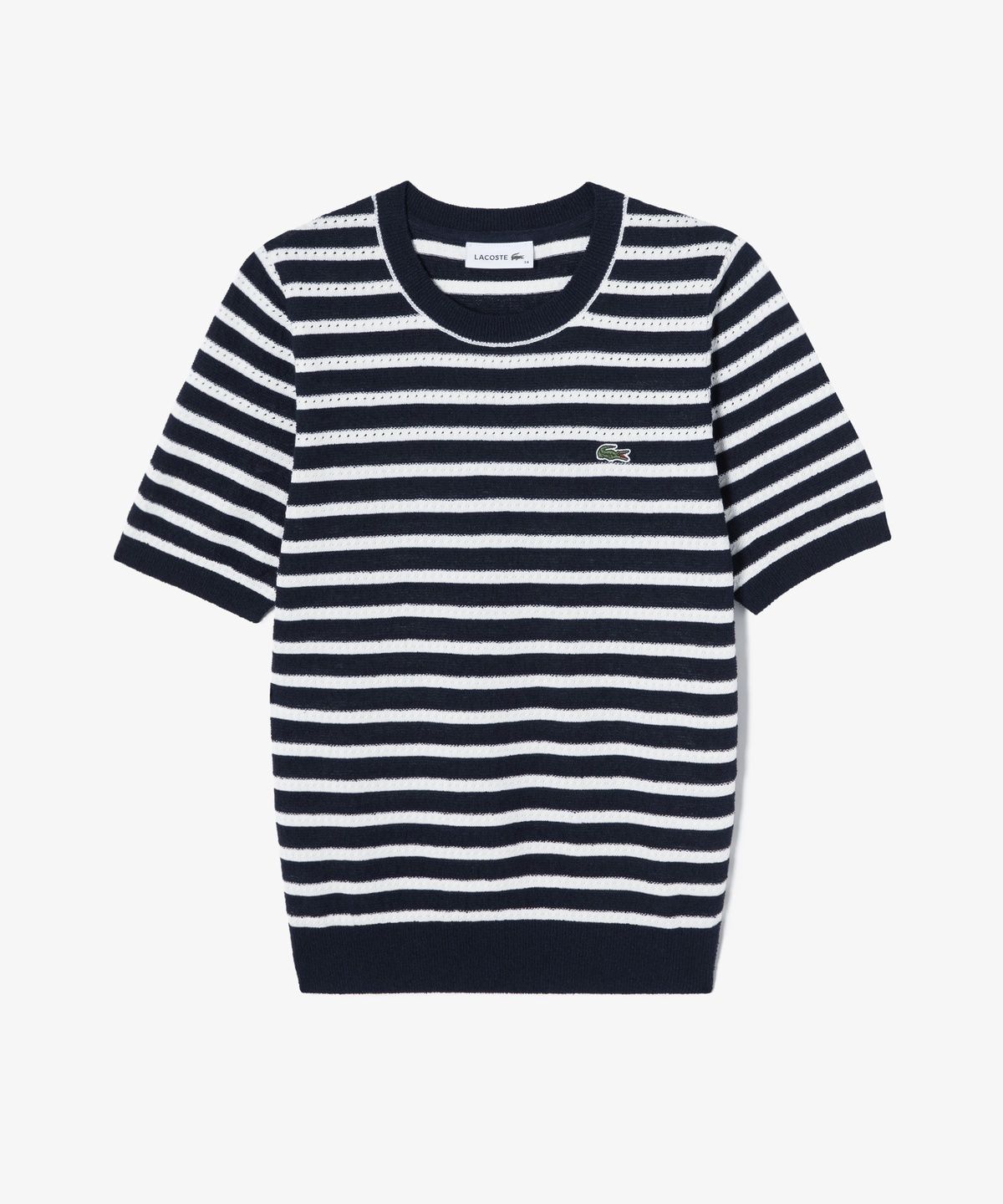 라코스테(LACOSTE) 여성 부클 스트라이프 반팔 스웨터 AF251E-56G 166