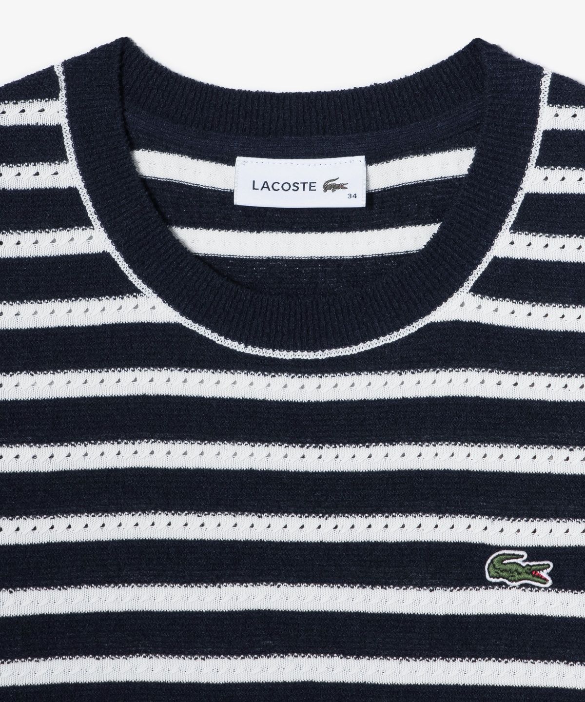 라코스테(LACOSTE) 여성 부클 스트라이프 반팔 스웨터 AF251E-56G 166