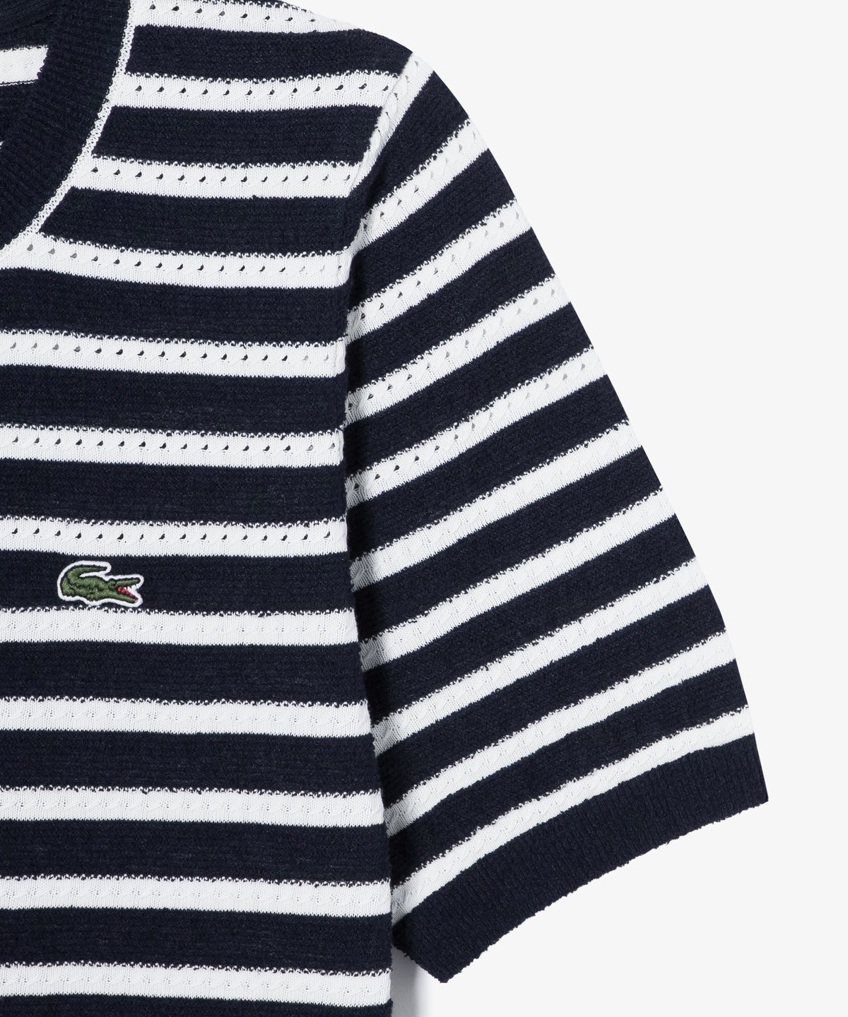 라코스테(LACOSTE) 여성 부클 스트라이프 반팔 스웨터 AF251E-56G 166