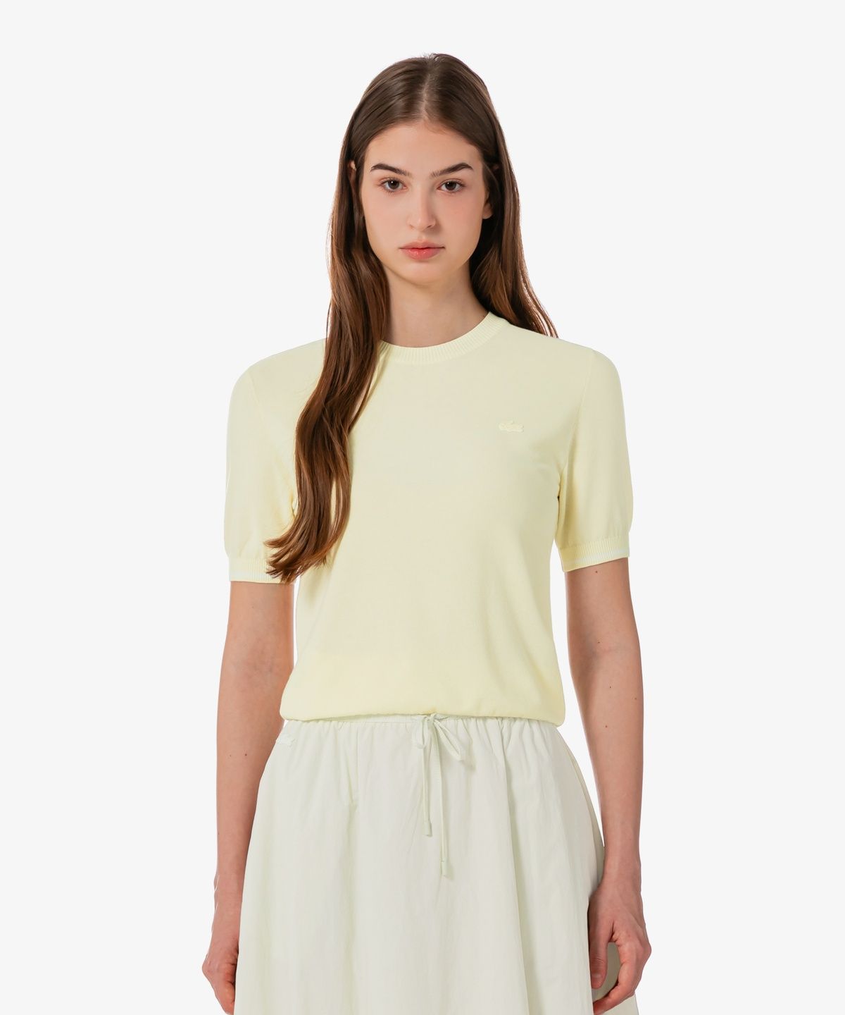 라코스테(LACOSTE) 여성 베이직 반팔 라운드 스웨터 AF335E-56G S7G
