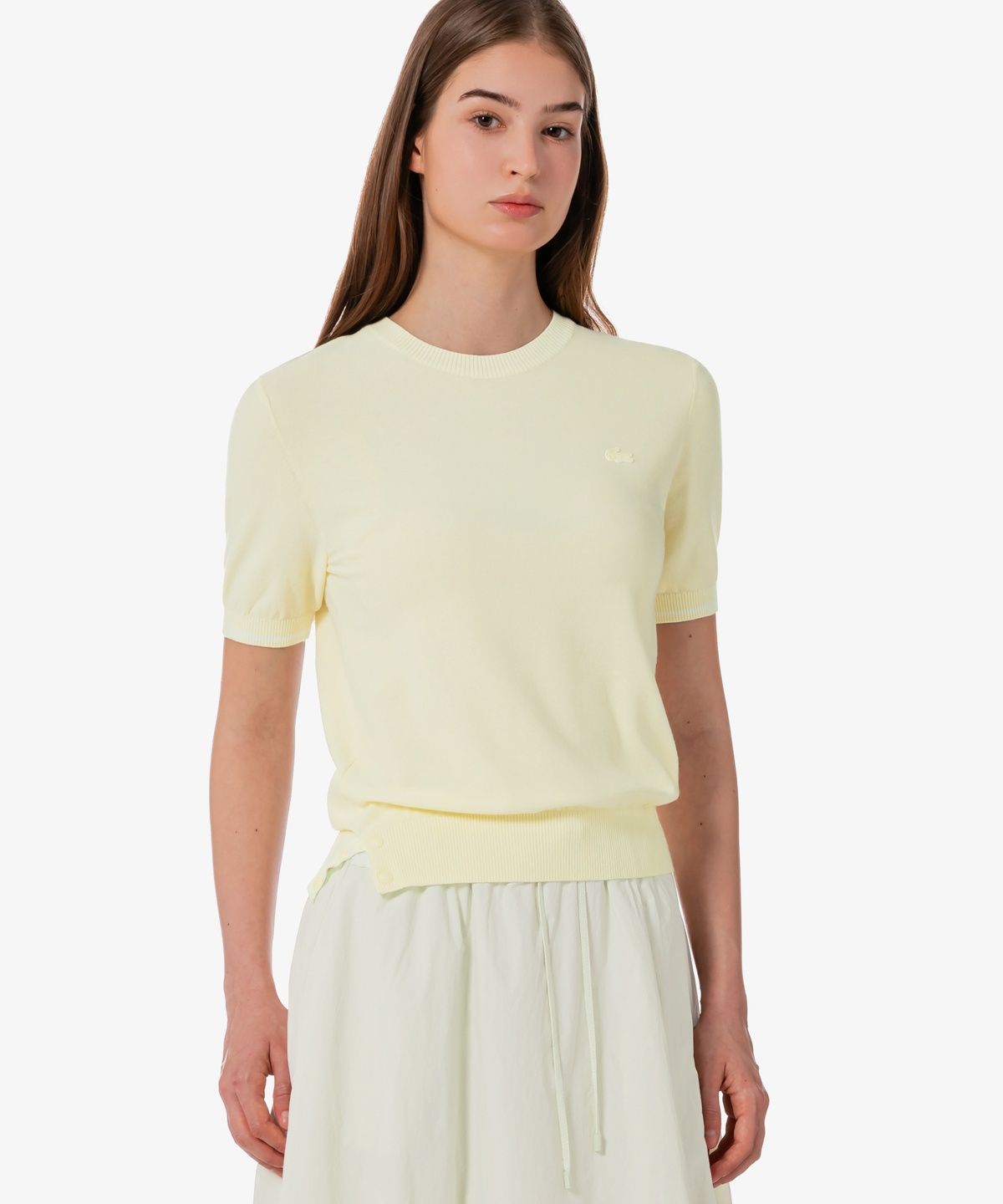 라코스테(LACOSTE) 여성 베이직 반팔 라운드 스웨터 AF335E-56G S7G