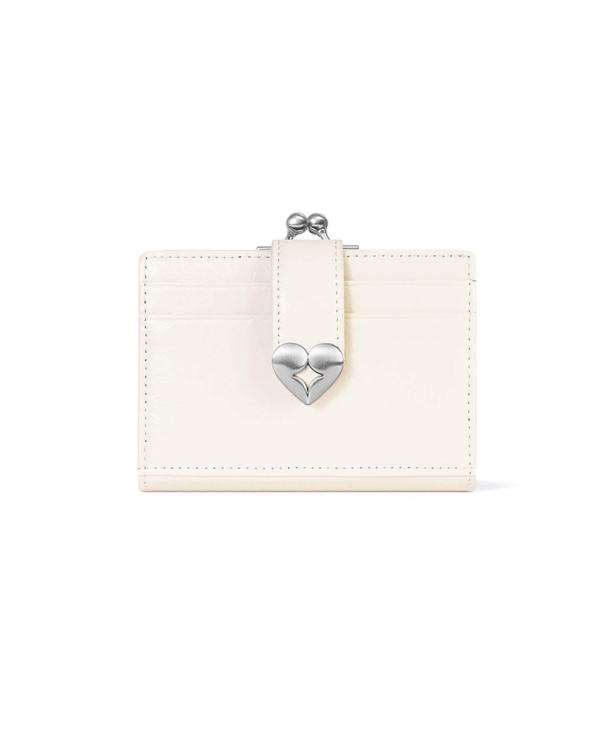페넥(FENNEC) CRINKLE HEARTY FRAME BRIDGE WALLET - VANILLA