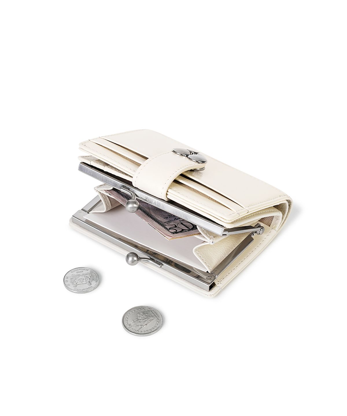 페넥(FENNEC) CRINKLE HEARTY FRAME BRIDGE WALLET - VANILLA