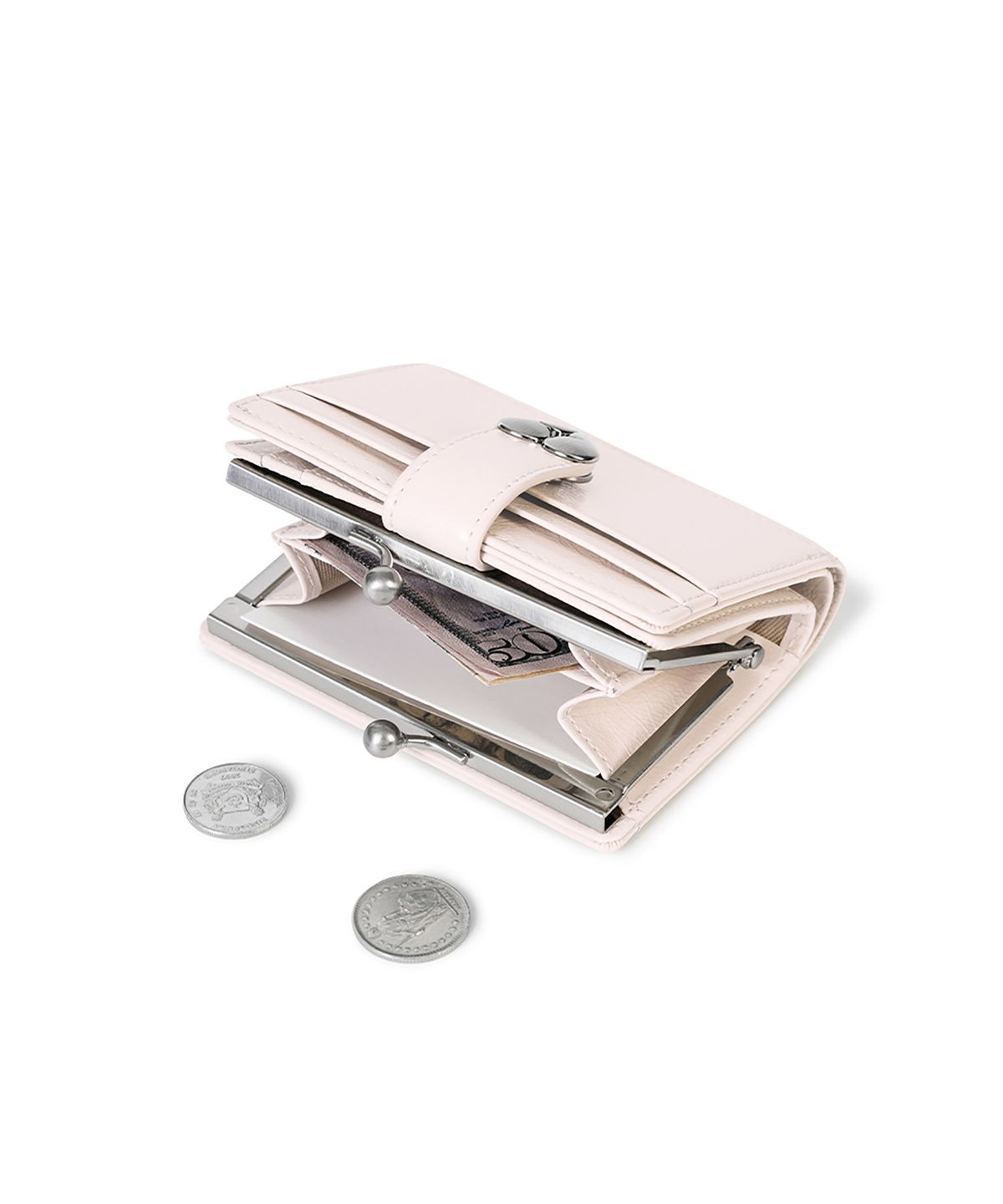 페넥(FENNEC) CRINKLE HEARTY FRAME BRIDGE WALLET - BLOSSOM