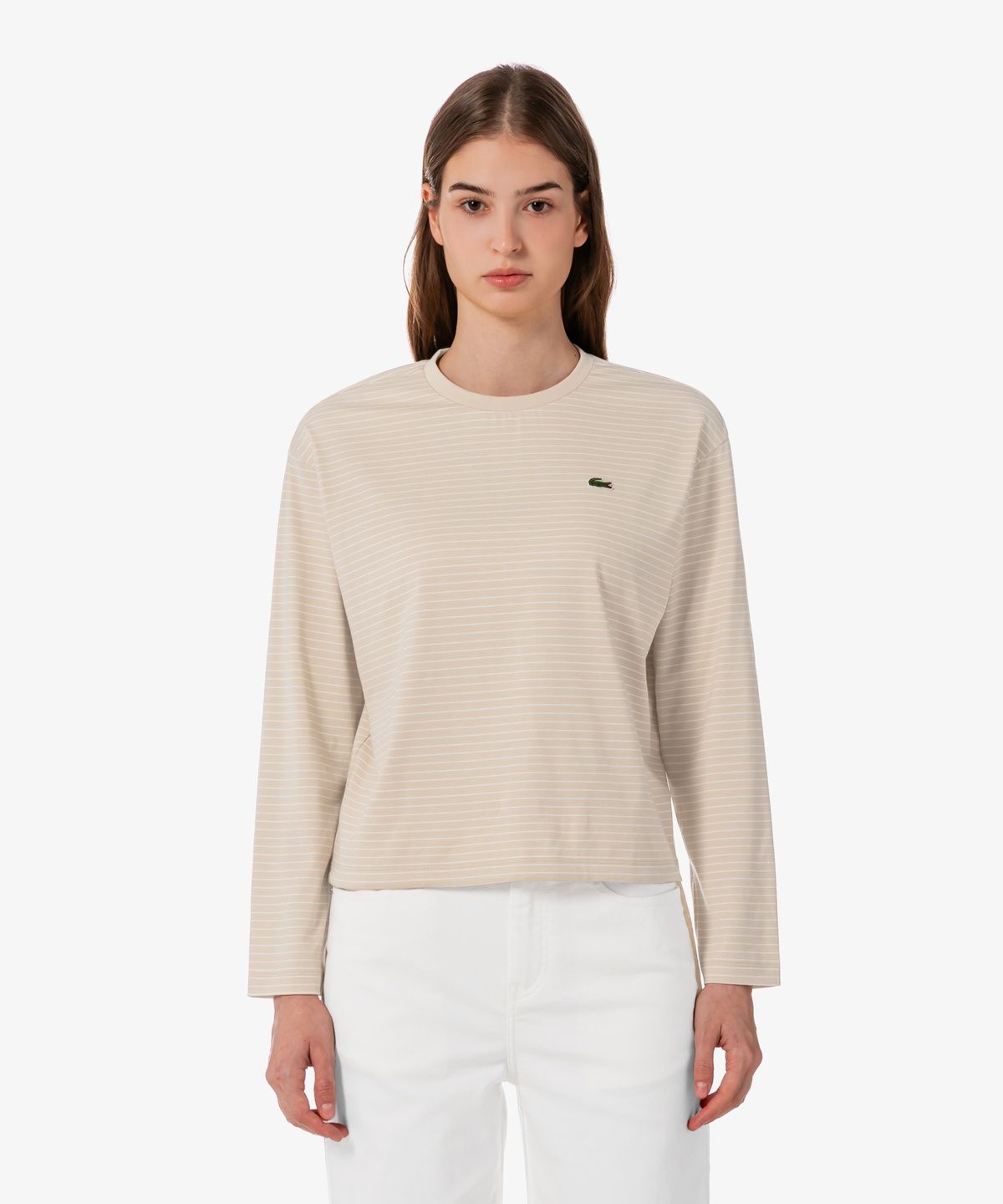 라코스테(LACOSTE) 여성 스트라이프 리본 긴팔 티셔츠 TF932E-56G X6F