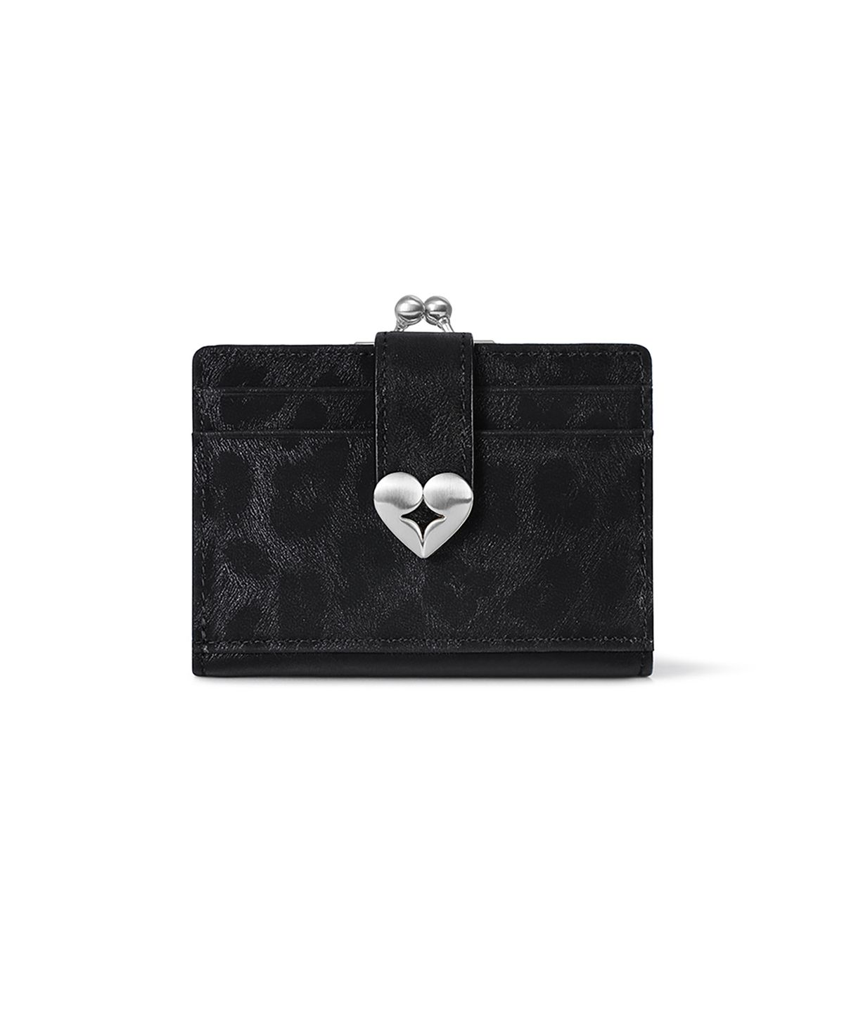 페넥(FENNEC) HEARTY FRAME BRIDGE WALLET - LEOPARD BLACK
