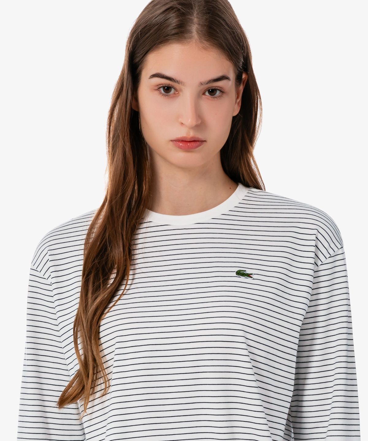 라코스테(LACOSTE) 여성 스트라이프 리본 긴팔 티셔츠 TF932E-56G 166