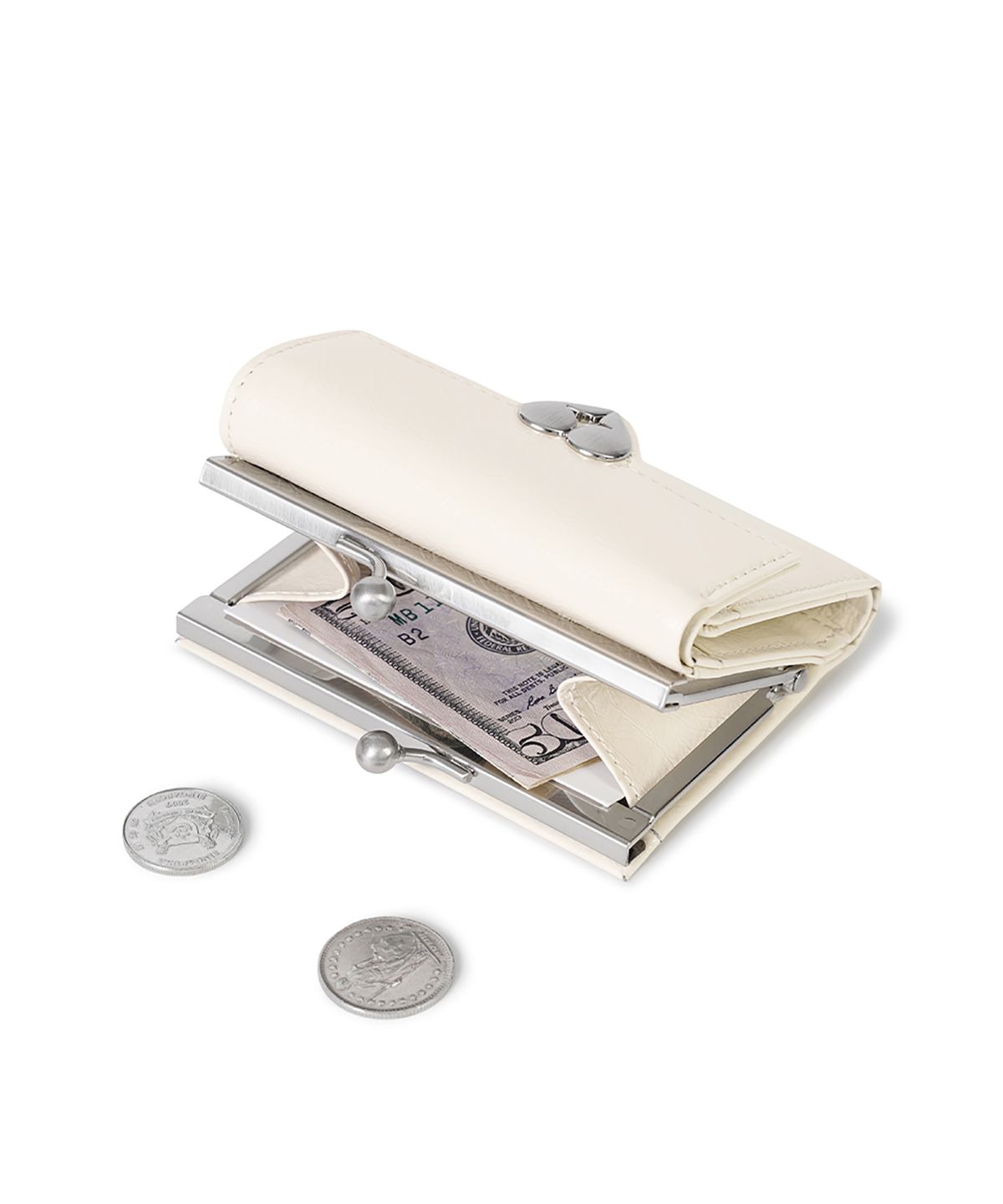 페넥(FENNEC) CRINKLE HEARTY FRAME WALLET - VANILLA