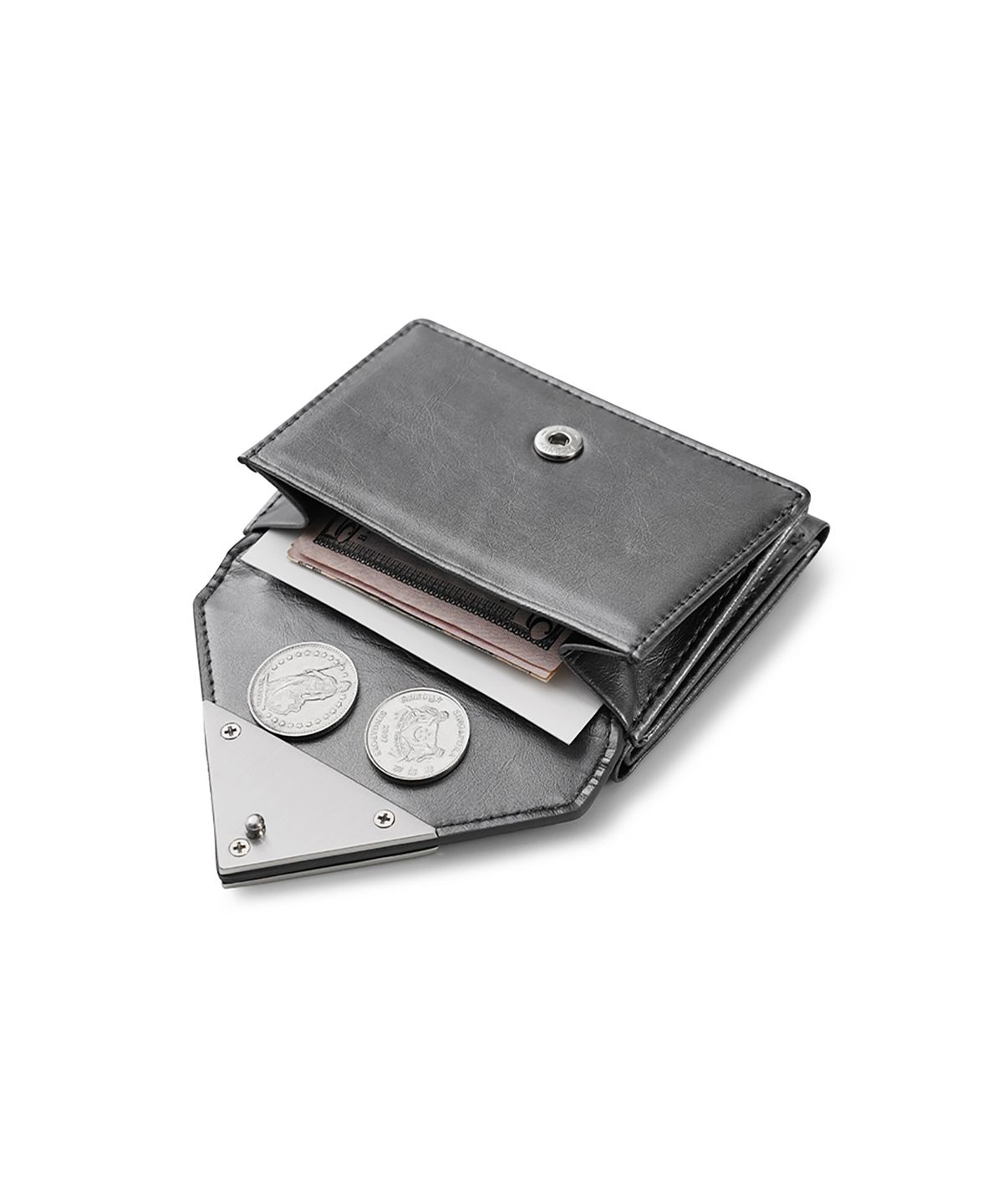 페넥(FENNEC) CRINKLE TRIANGLE TRIPLE WALLET - METAL GREY