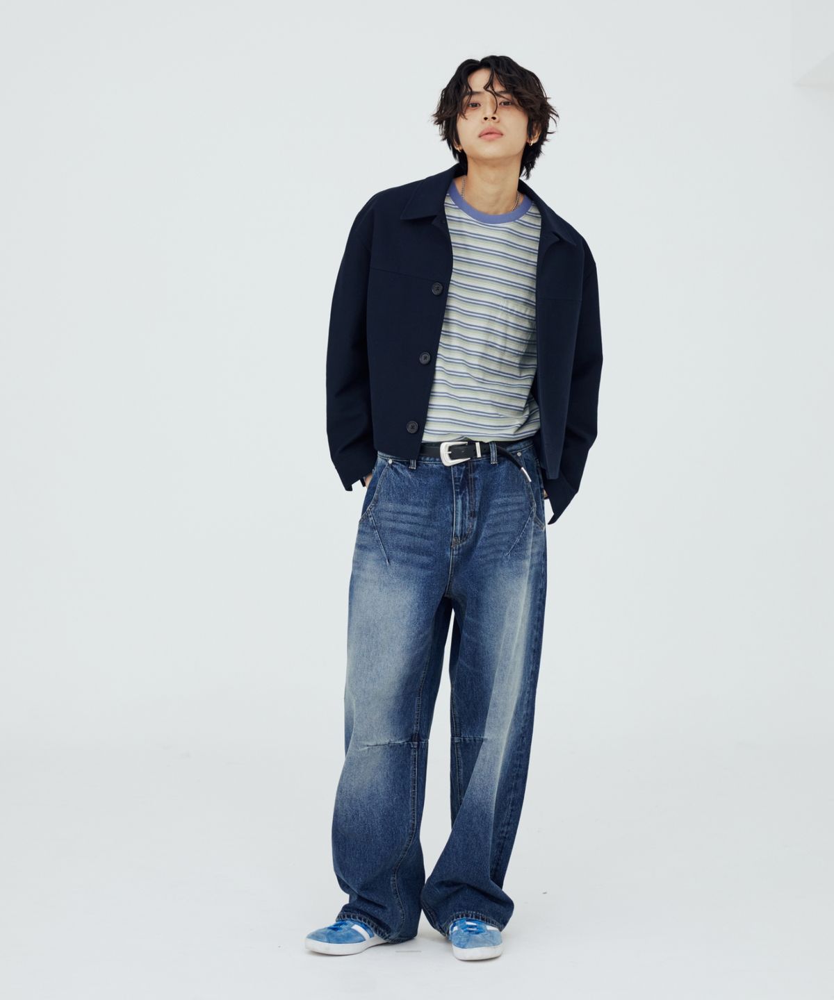 모덴아르더(MODEN ARDOR) 스퍼트 다트 와이드 데님 (중청)