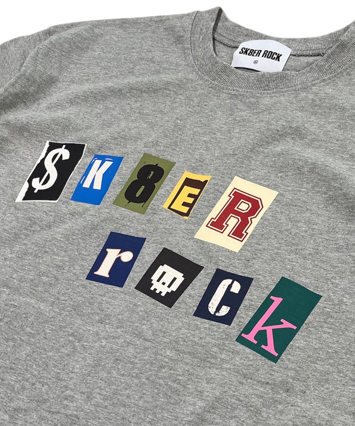 스케이터락(SK8ER ROCK) Collage Pop Logo T-Shirt ((Melange gray))
