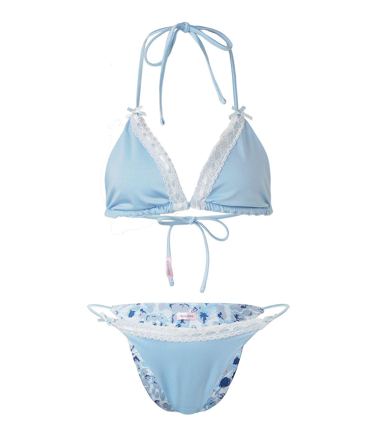 로잔느(ROSEANNE) Reversible Triangle Bikini (Soda Blue/Leopard)