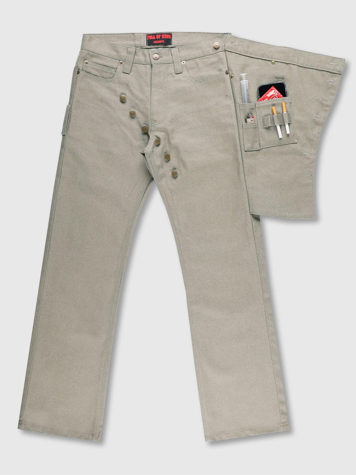 풀오브썬(FULL OF SSUN) 레이어드 히든 포켓 데님 (카키)