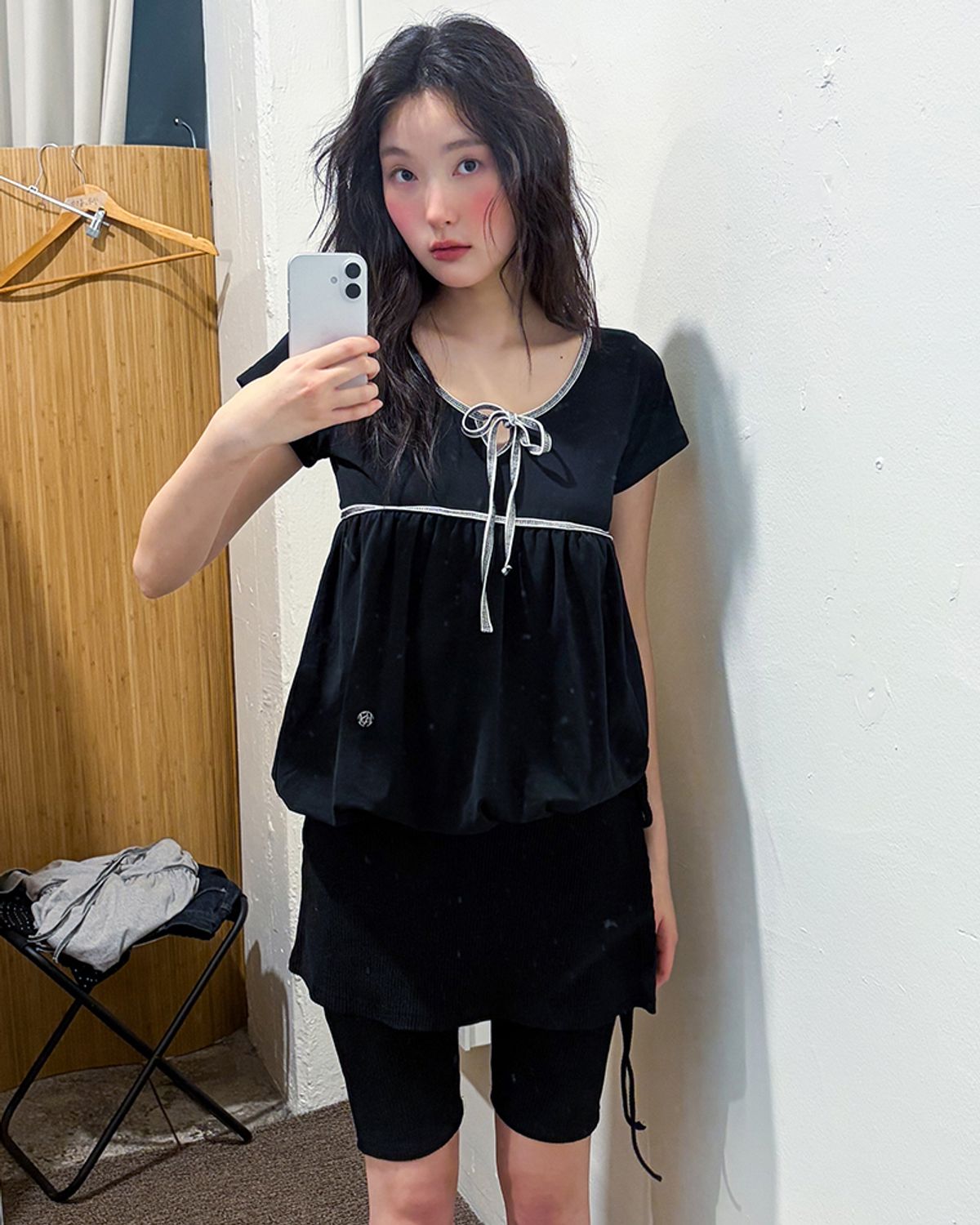 해비즘(HAVISM) LINE BALLOON S/S TEE(BLACK)