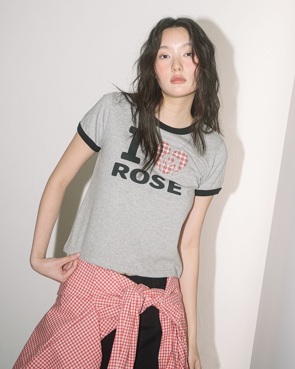 해비즘(HAVISM) I ROSE RINGER S/S TEE(GREY)
