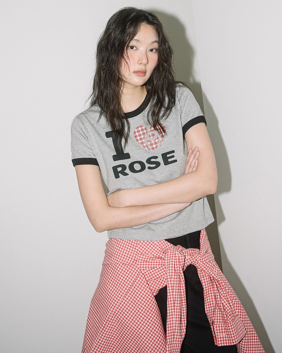 해비즘(HAVISM) I ROSE RINGER S/S TEE(GREY)