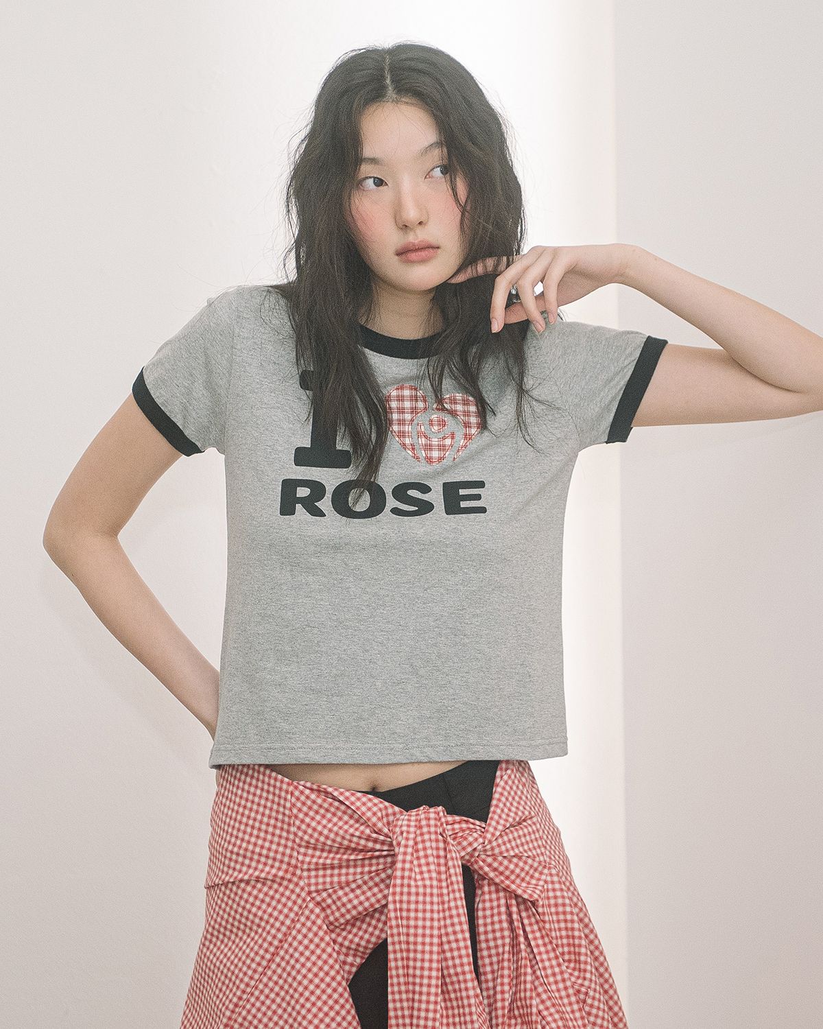 해비즘(HAVISM) I ROSE RINGER S/S TEE(GREY)