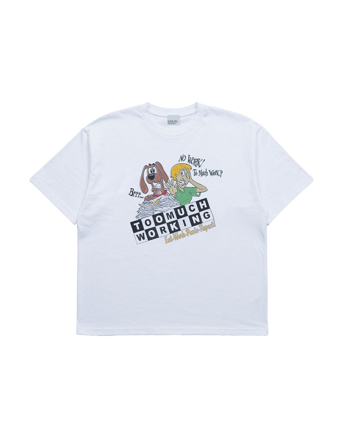 캐주얼 매뉴얼(KASUAL MANUAL) 투머치 워킹 티셔츠 화이트