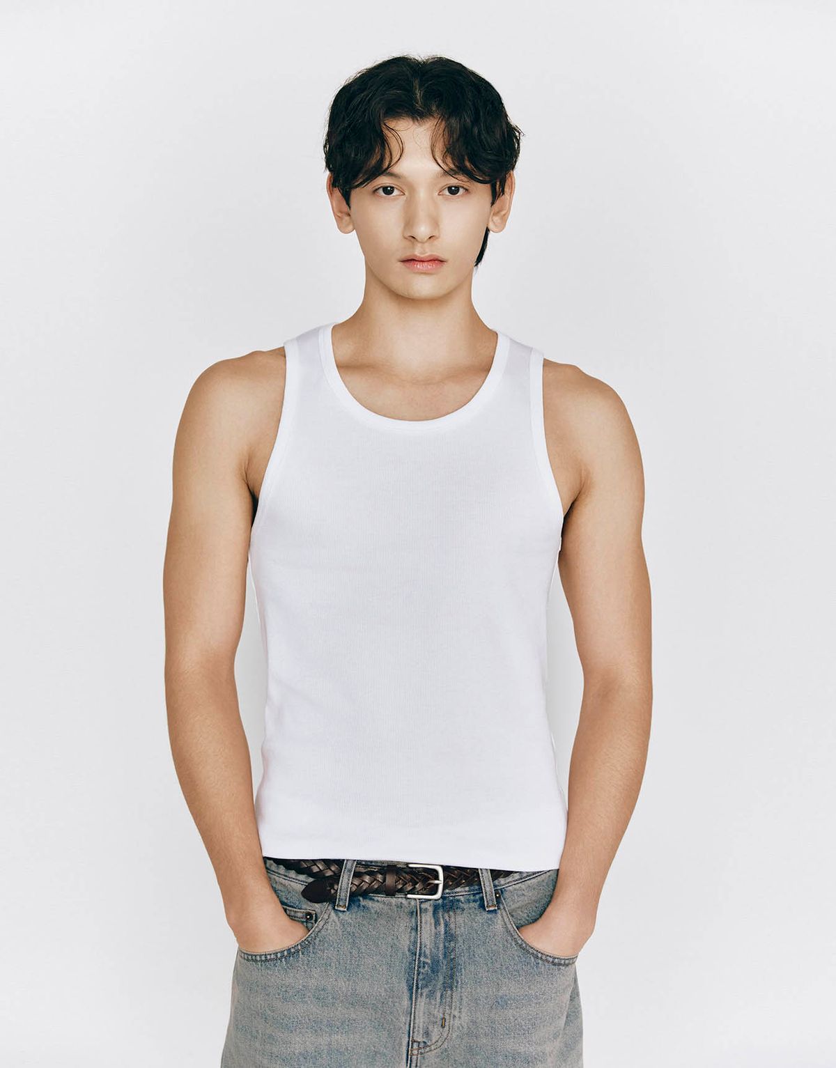 지오다노(GIORDANO) 크루넥 립 슬리브리스 탱크탑 026544 [5color]