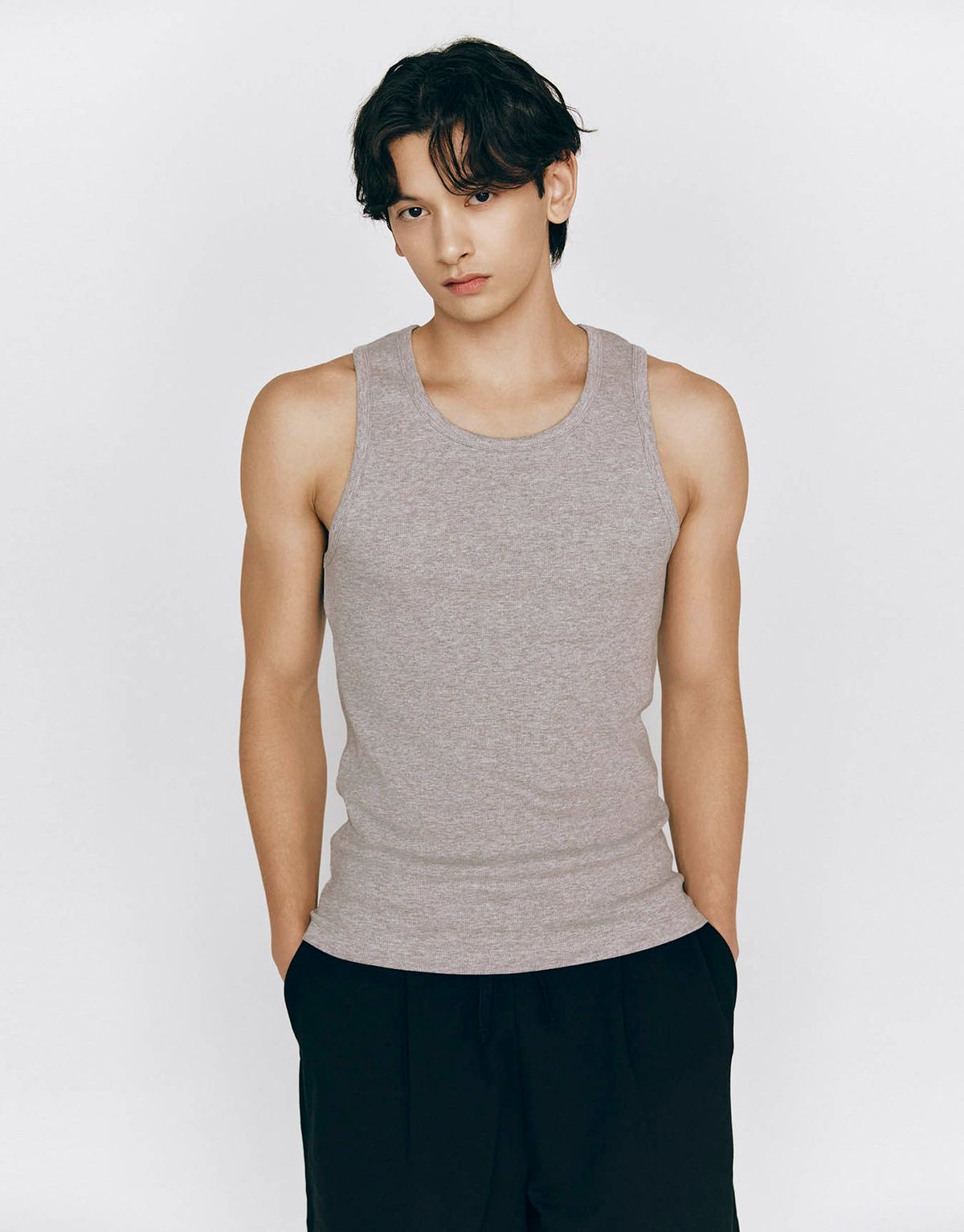 지오다노(GIORDANO) 크루넥 립 슬리브리스 탱크탑 026544 [5color]