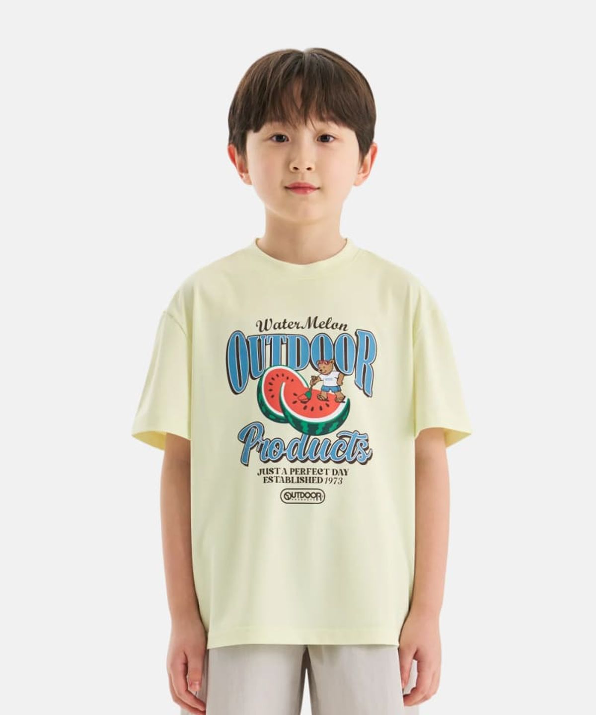 아웃도어 프로덕츠 키즈(OUTDOOR PRODUCTS KIDS) 쿨터치 수박 그래픽 반팔 티셔츠 (라임) OD262ISS23_LIM