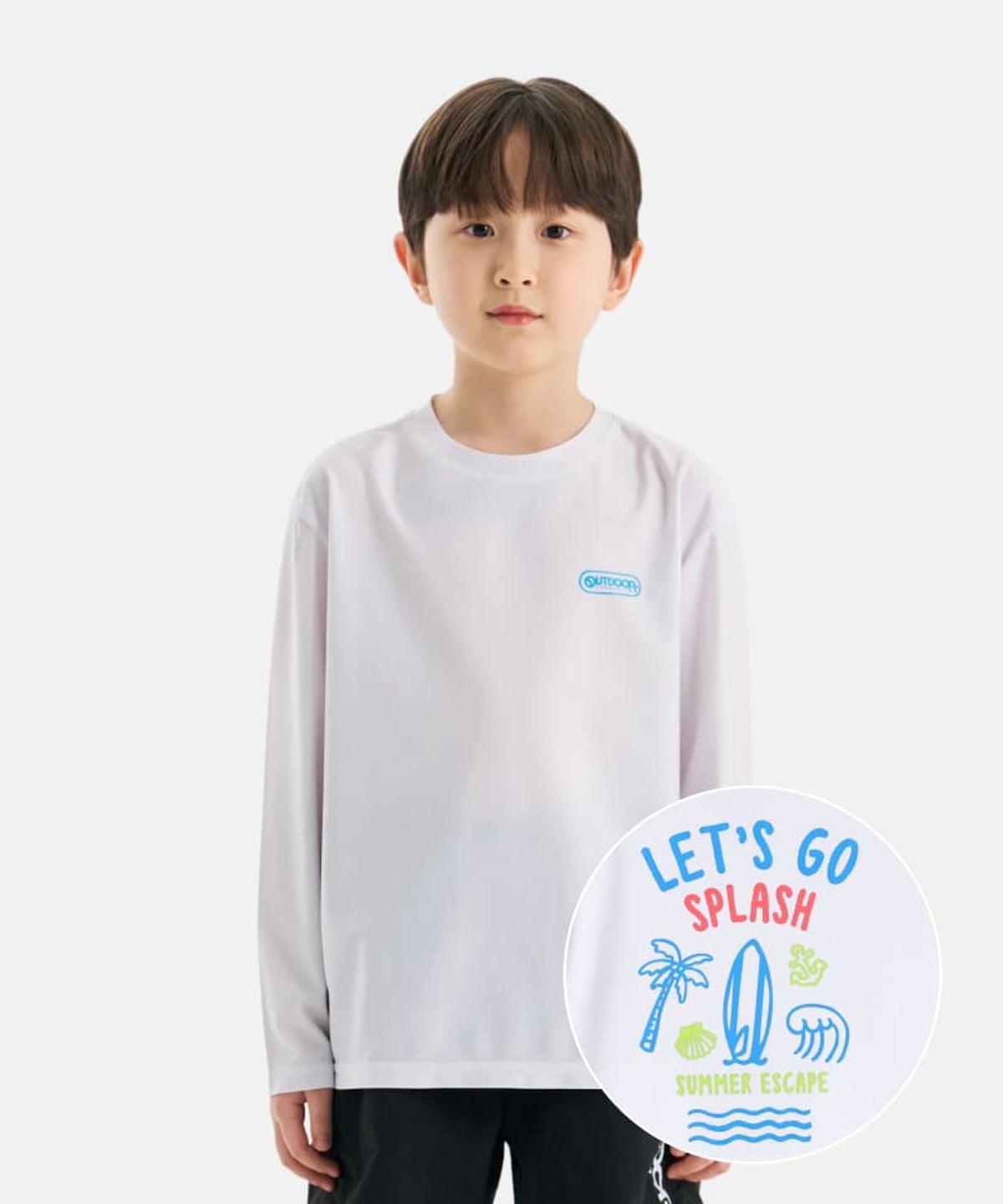 아웃도어 프로덕츠 키즈(OUTDOOR PRODUCTS KIDS) 긴팔 백 그래픽 워터 티셔츠 (오프 화이트) OD262ESW01_OWH