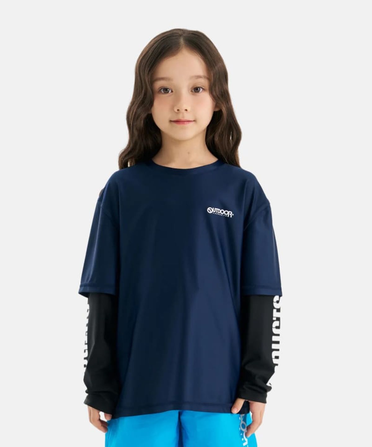 아웃도어 프로덕츠 키즈(OUTDOOR PRODUCTS KIDS) 긴팔 레이어드 워터 티셔츠 (네이비) OD262ESW02_NVY