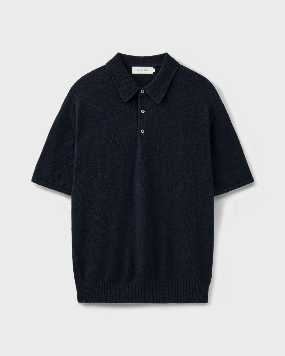 유니온블루(UNION BLUE) CLOUD BOUCLE COLLAR HALF KNIT [NAVY]