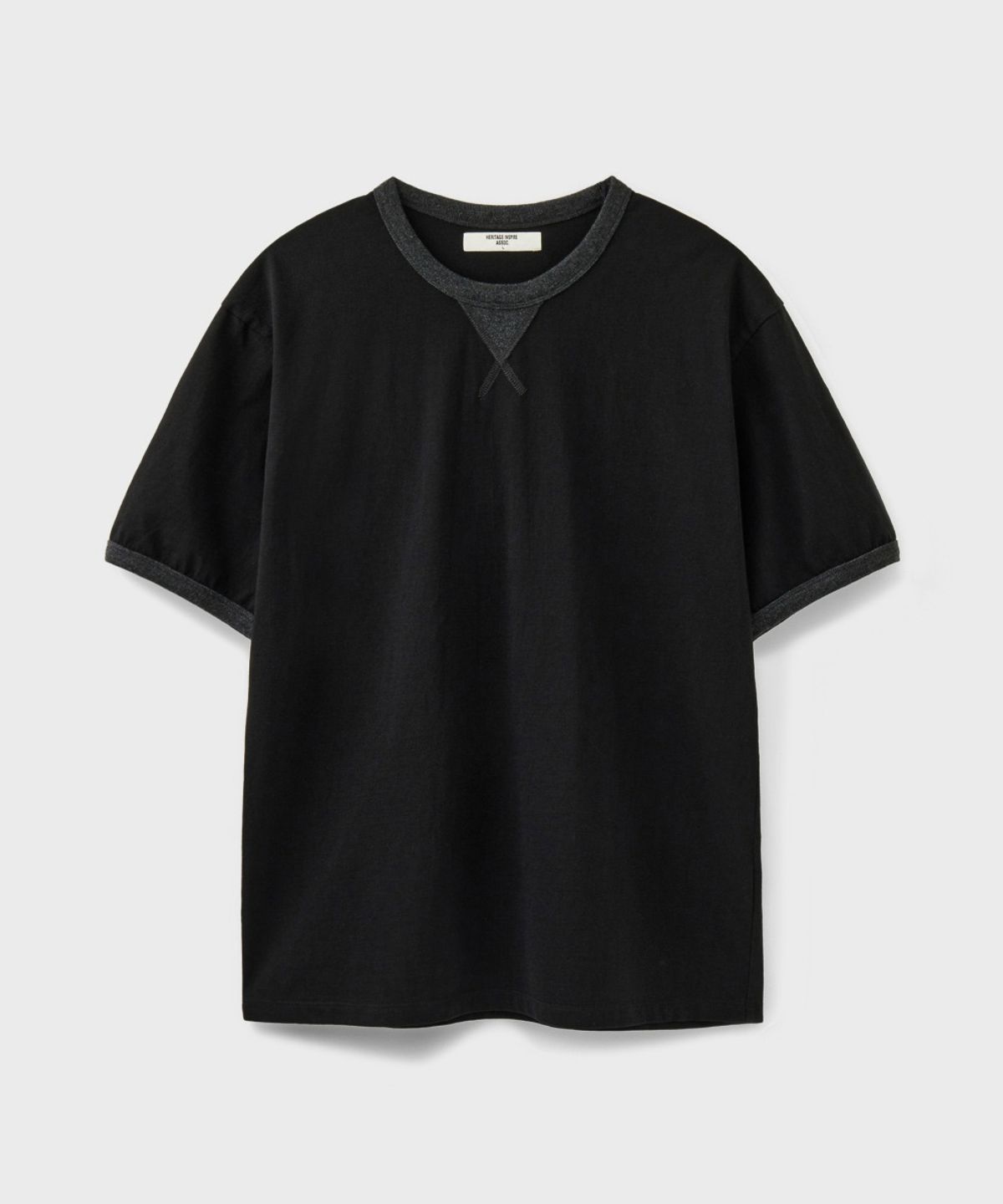 유니온블루(UNION BLUE) GUSSET RINGER S/S T-SHIRT [BLACK]