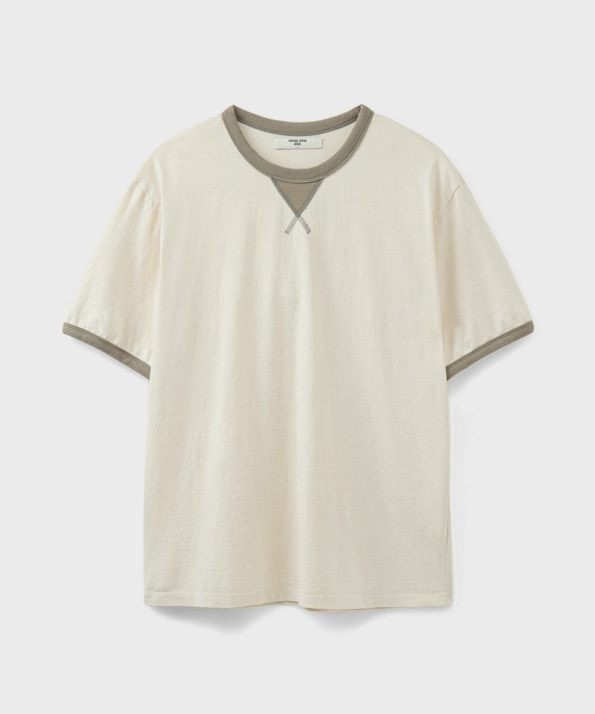 유니온블루(UNION BLUE) GUSSET RINGER S/S T-SHIRT [CREAM]