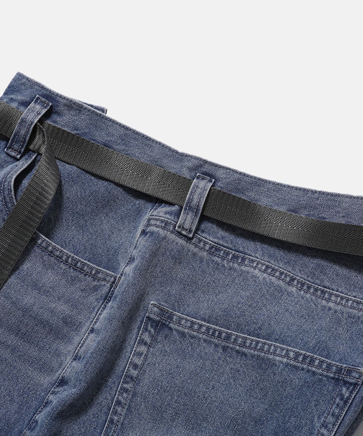 모이프(MOIF) [SS26] WIDE 6P BELTED DENIM PANTS / WASHED INDIGO