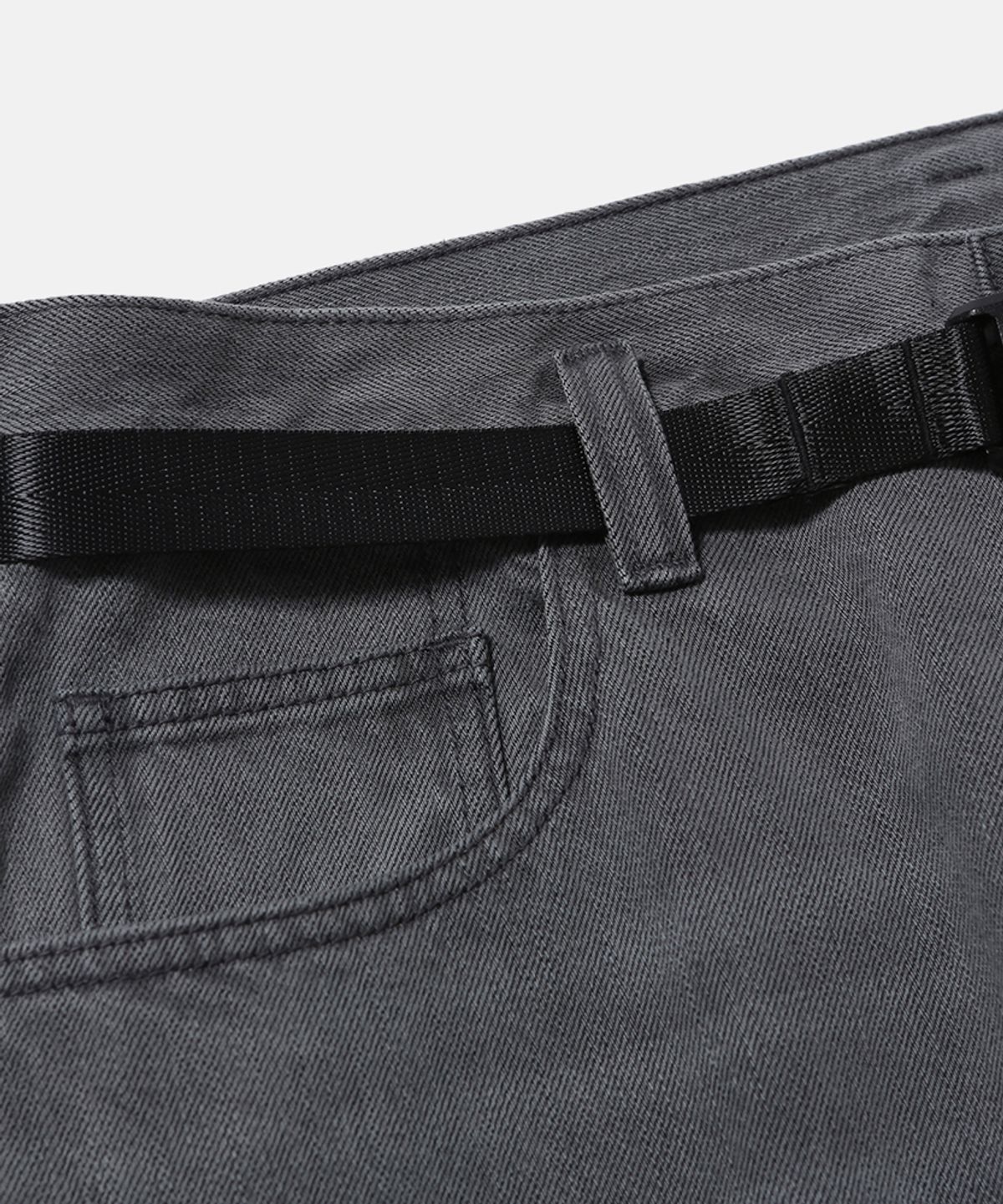 모이프(MOIF) [SS26] WIDE 6P BELTED DENIM PANTS / BLEACHED BLACK